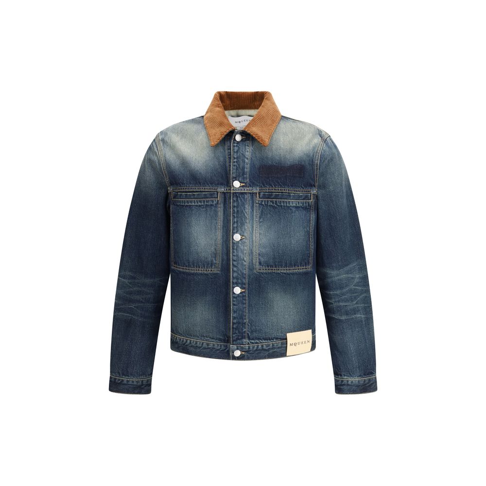 Blue Cotton Denim Jacket - ventzia