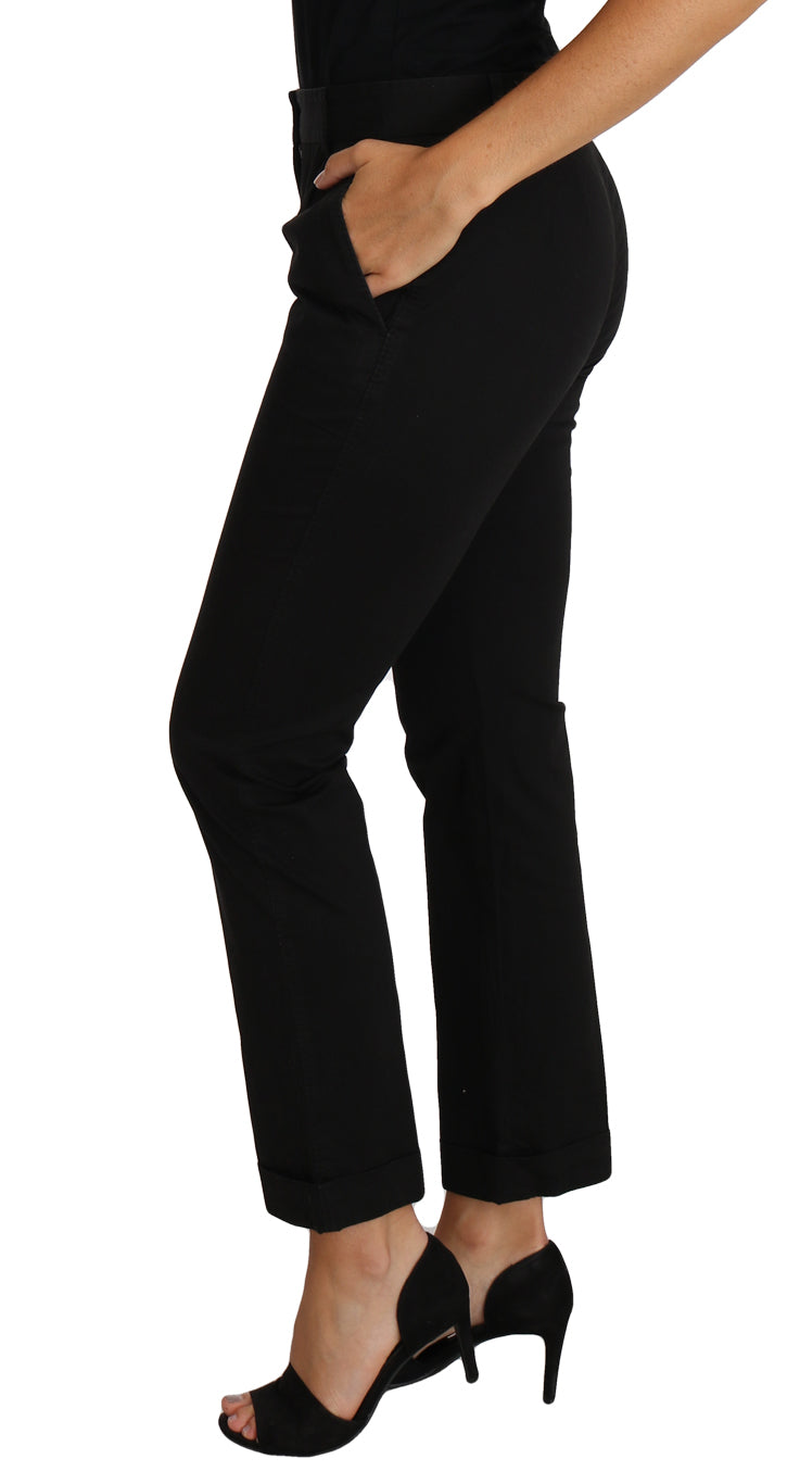 Elegant Black Cotton Dress Pants - ventzia