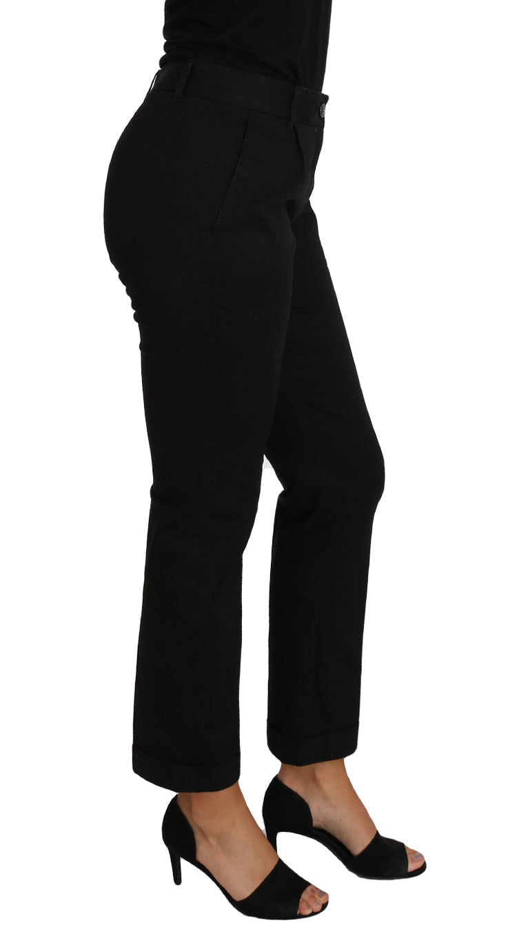 Elegant Black Cotton Dress Pants - ventzia