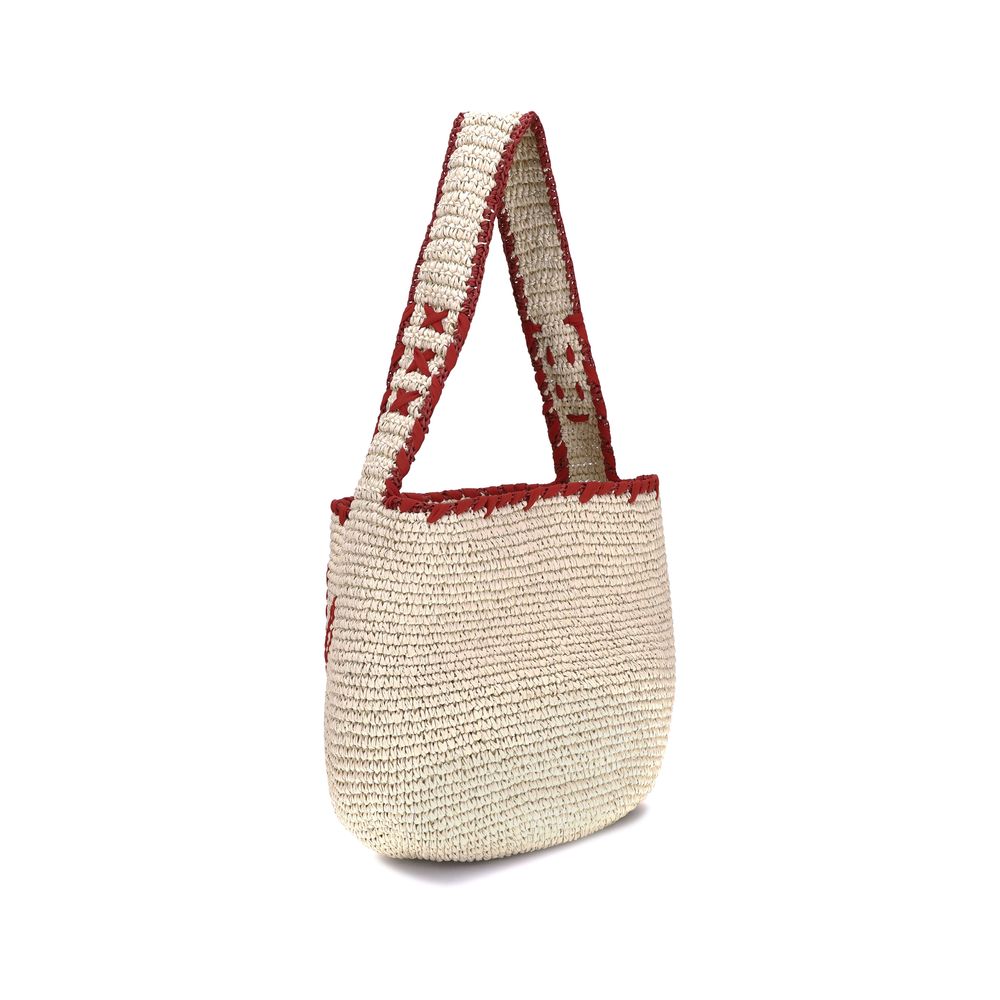 Beige Raffia Shoulder Bag - ventzia