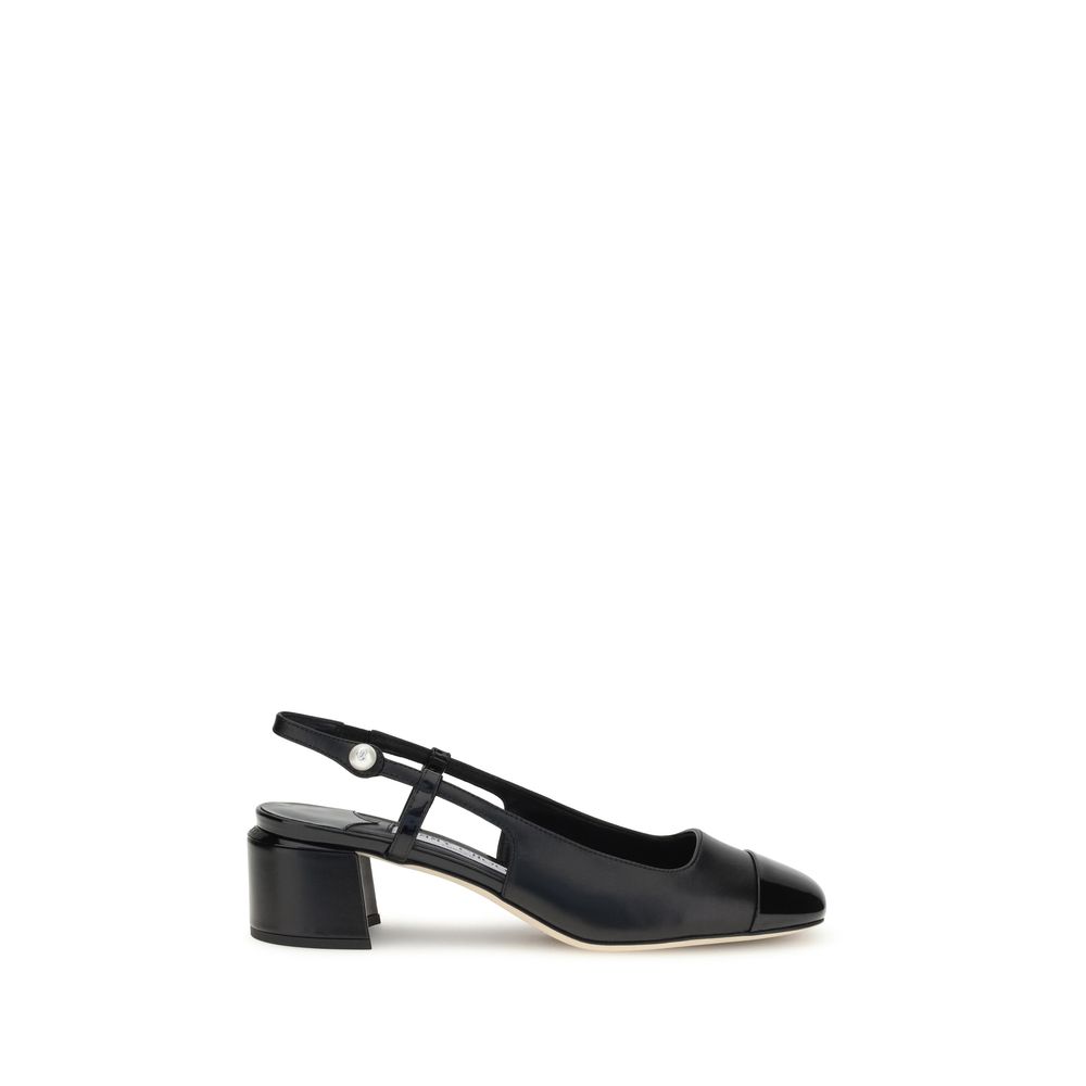 Black Calf Leather Bos Taurus Mid Heel Pumps - ventzia