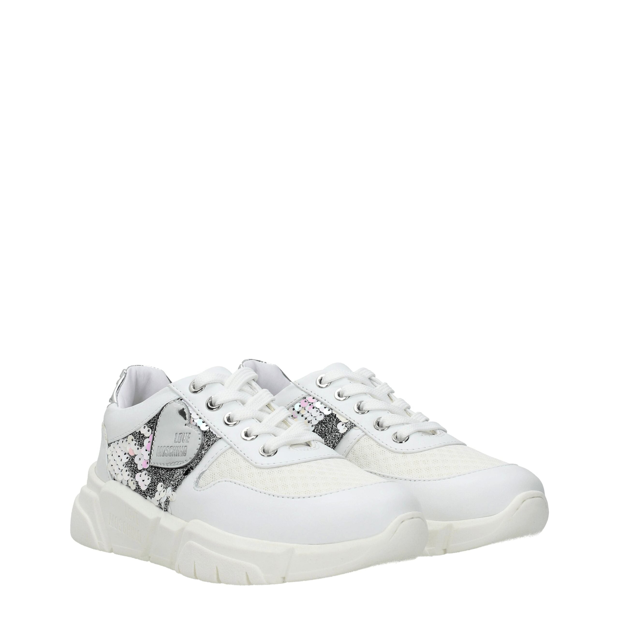 White Fabric Chunky Sneakers - ventzia