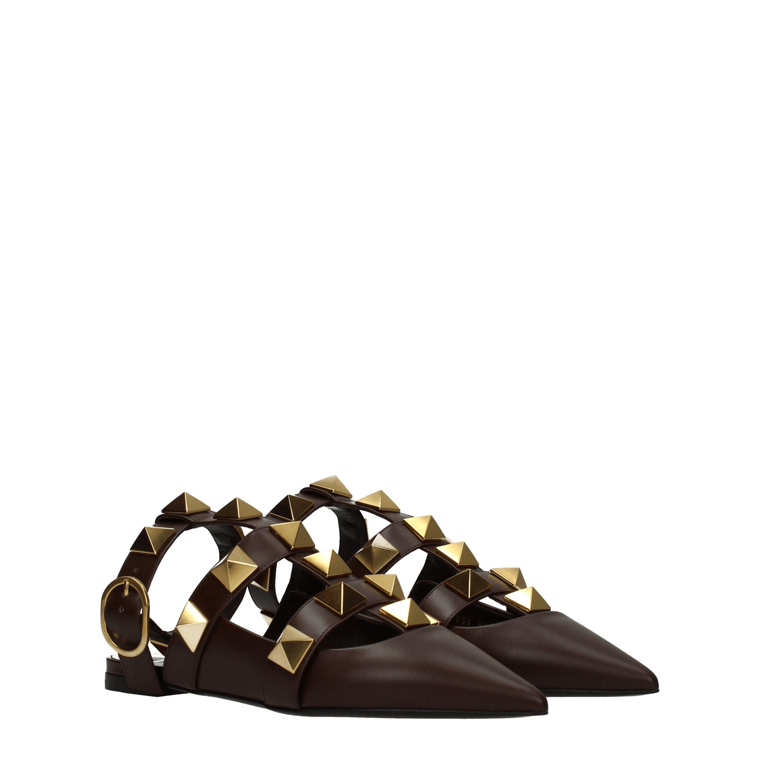 Brown Leather Flat Sandals - ventzia