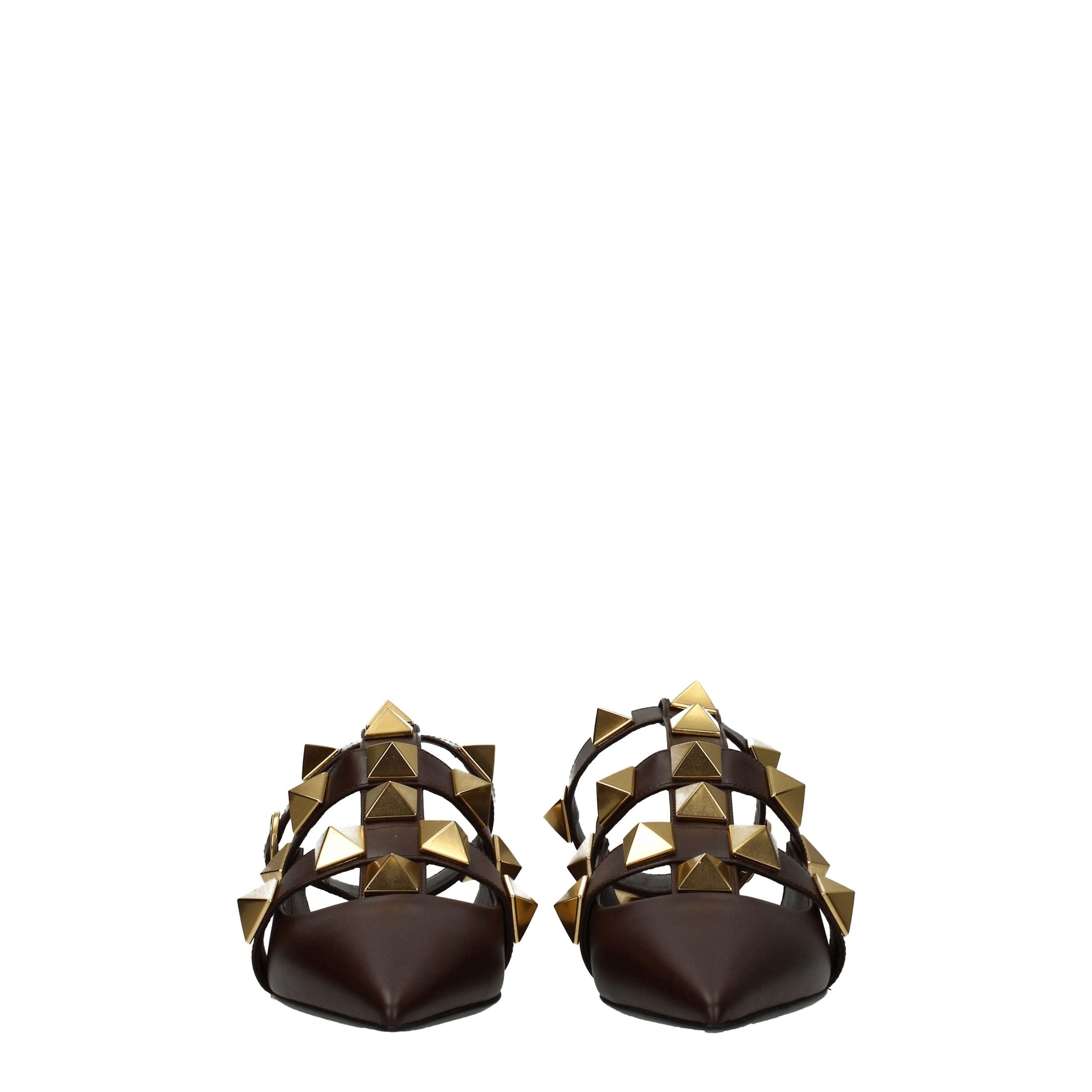Brown Leather Flat Sandals - ventzia