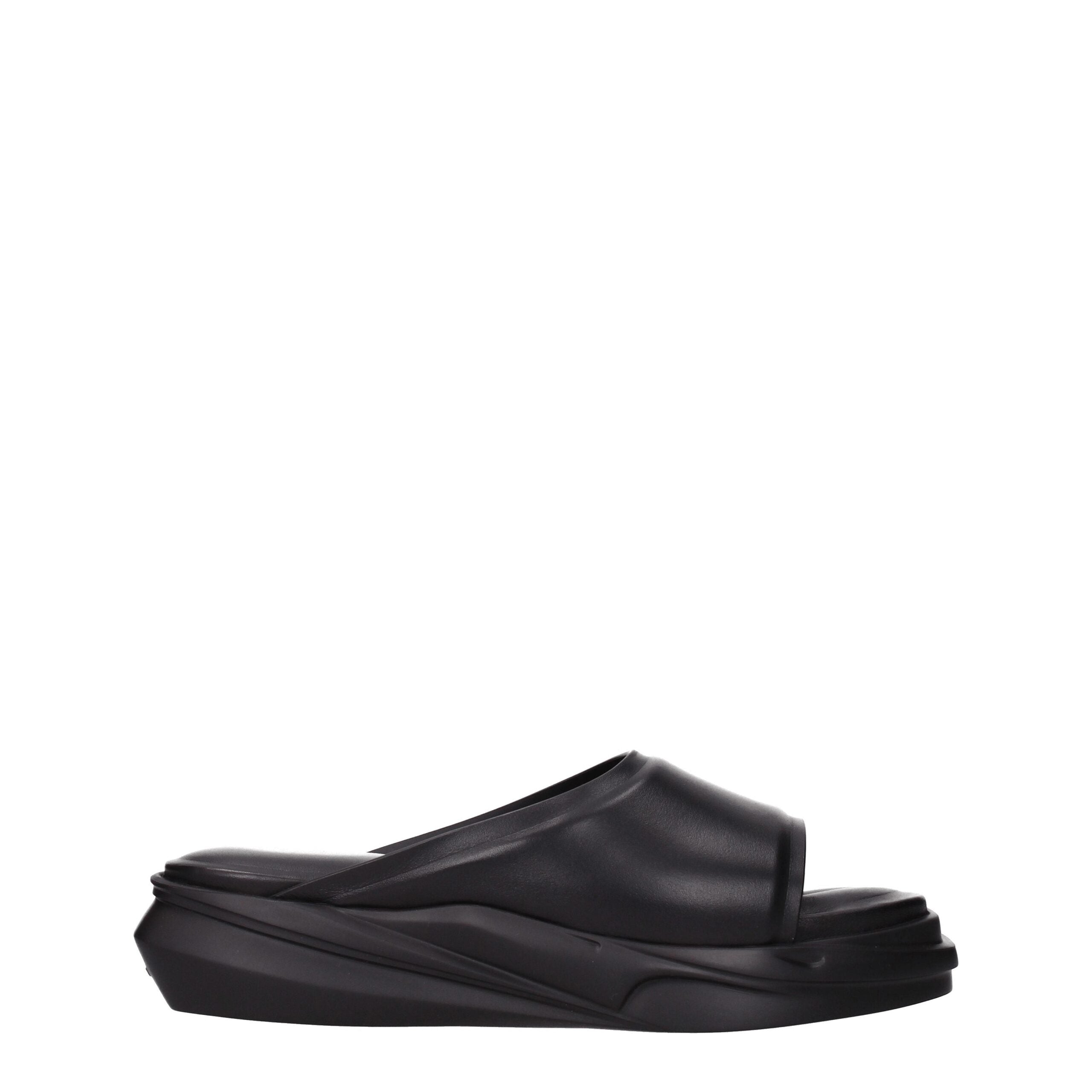 Black Leather Slippers