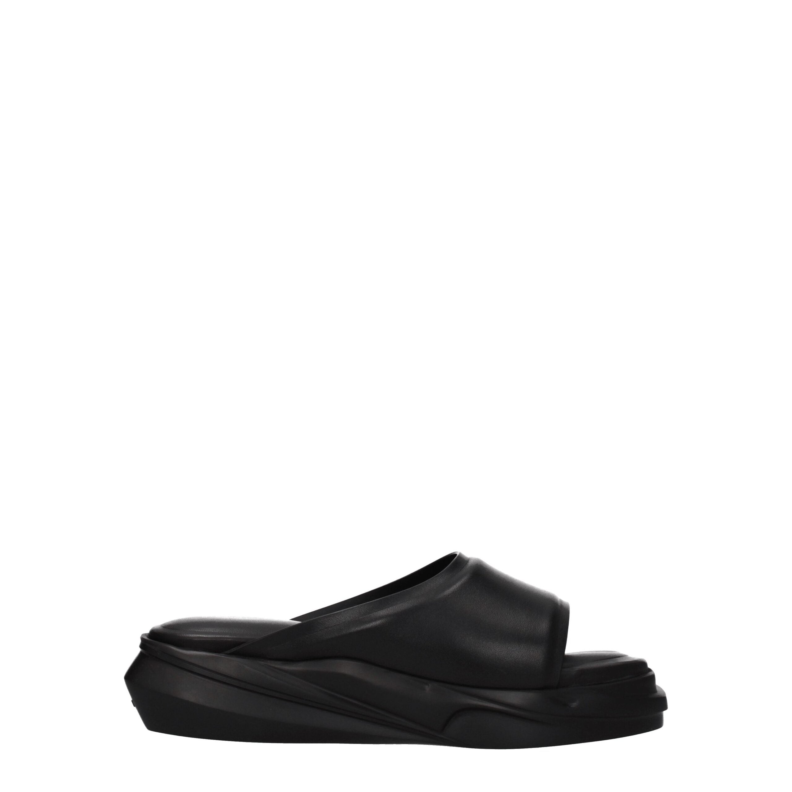 Black Leather Slippers - ventzia