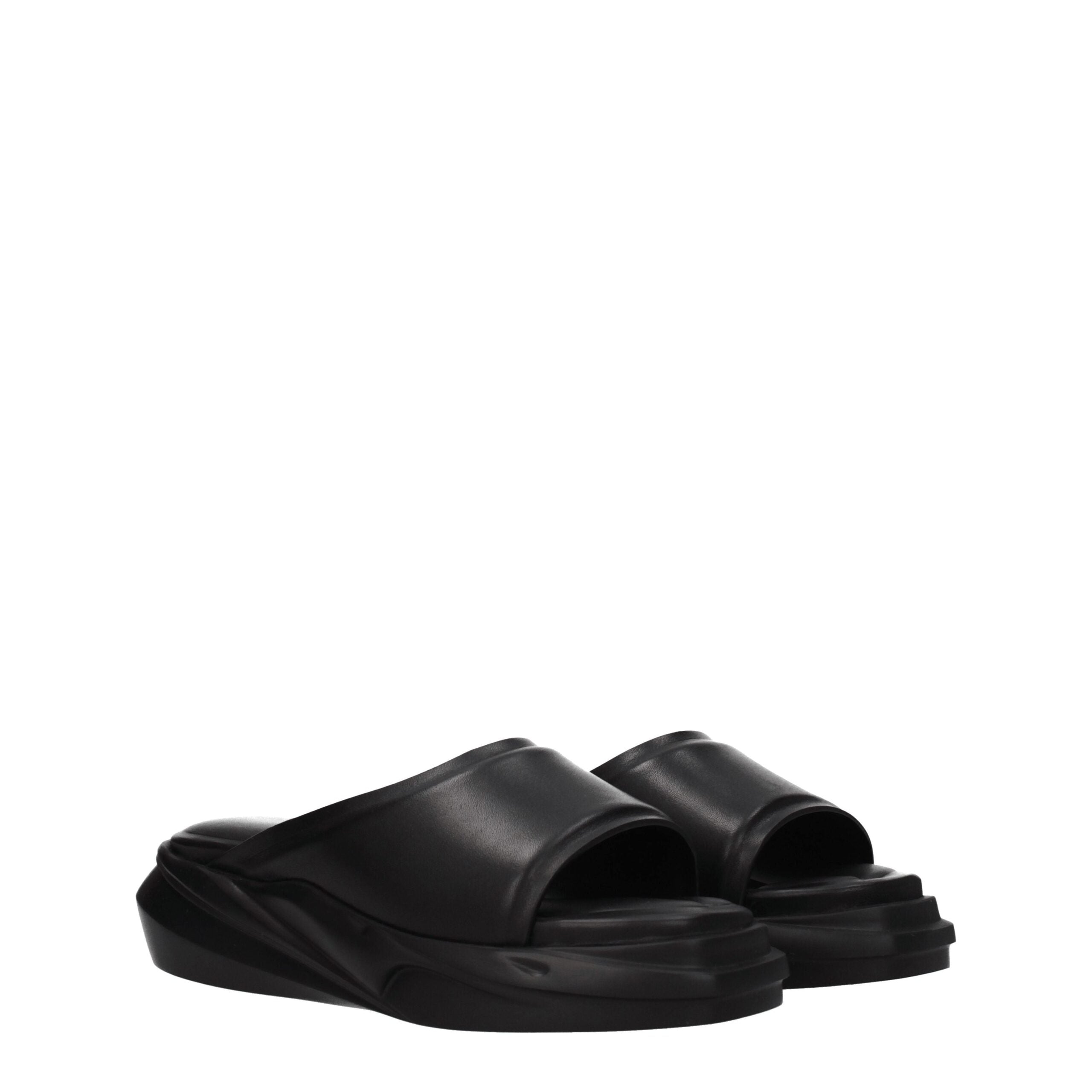 Black Leather Slippers - ventzia
