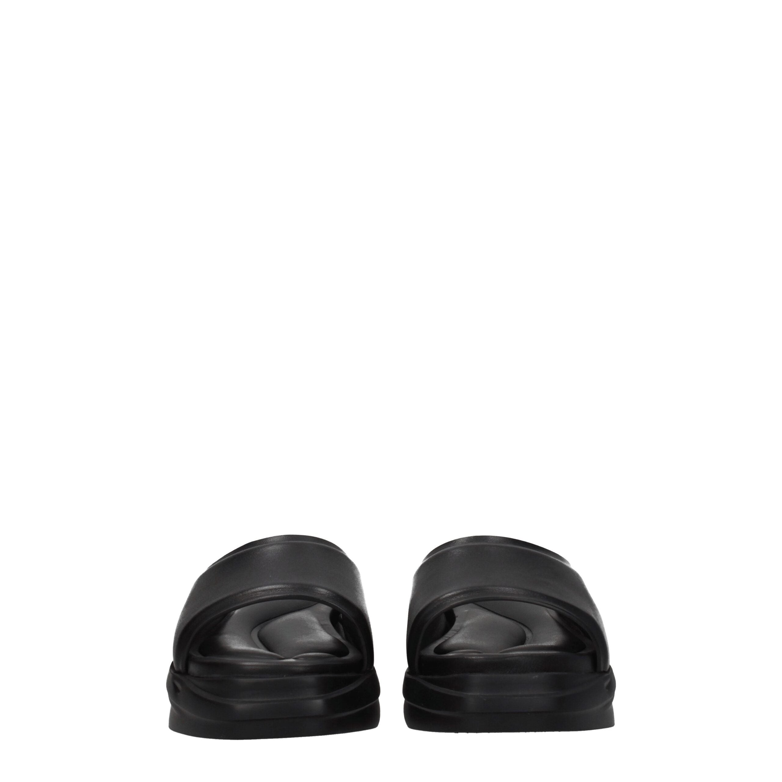 Black Leather Slippers