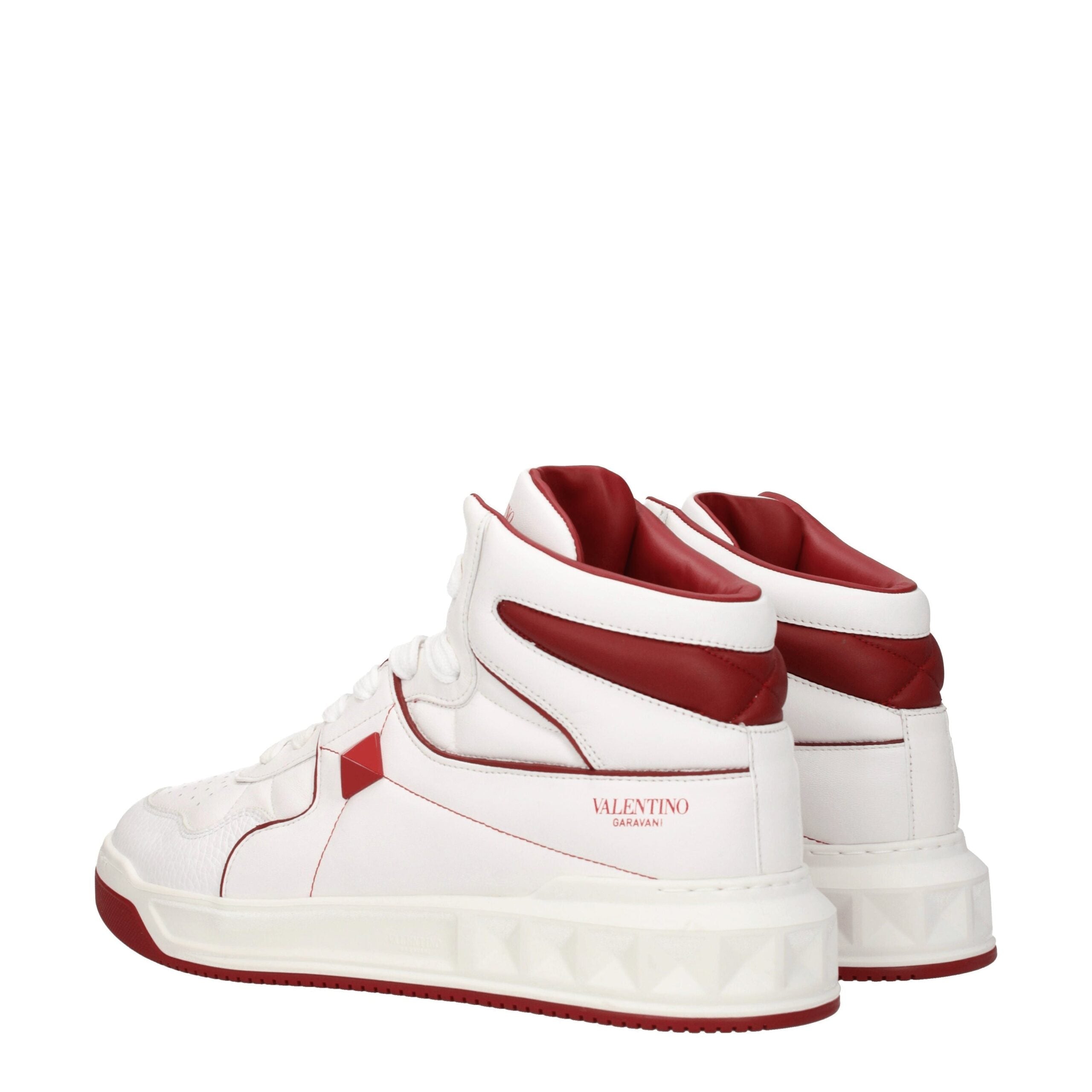 White Leather High Top Sneakers - ventzia
