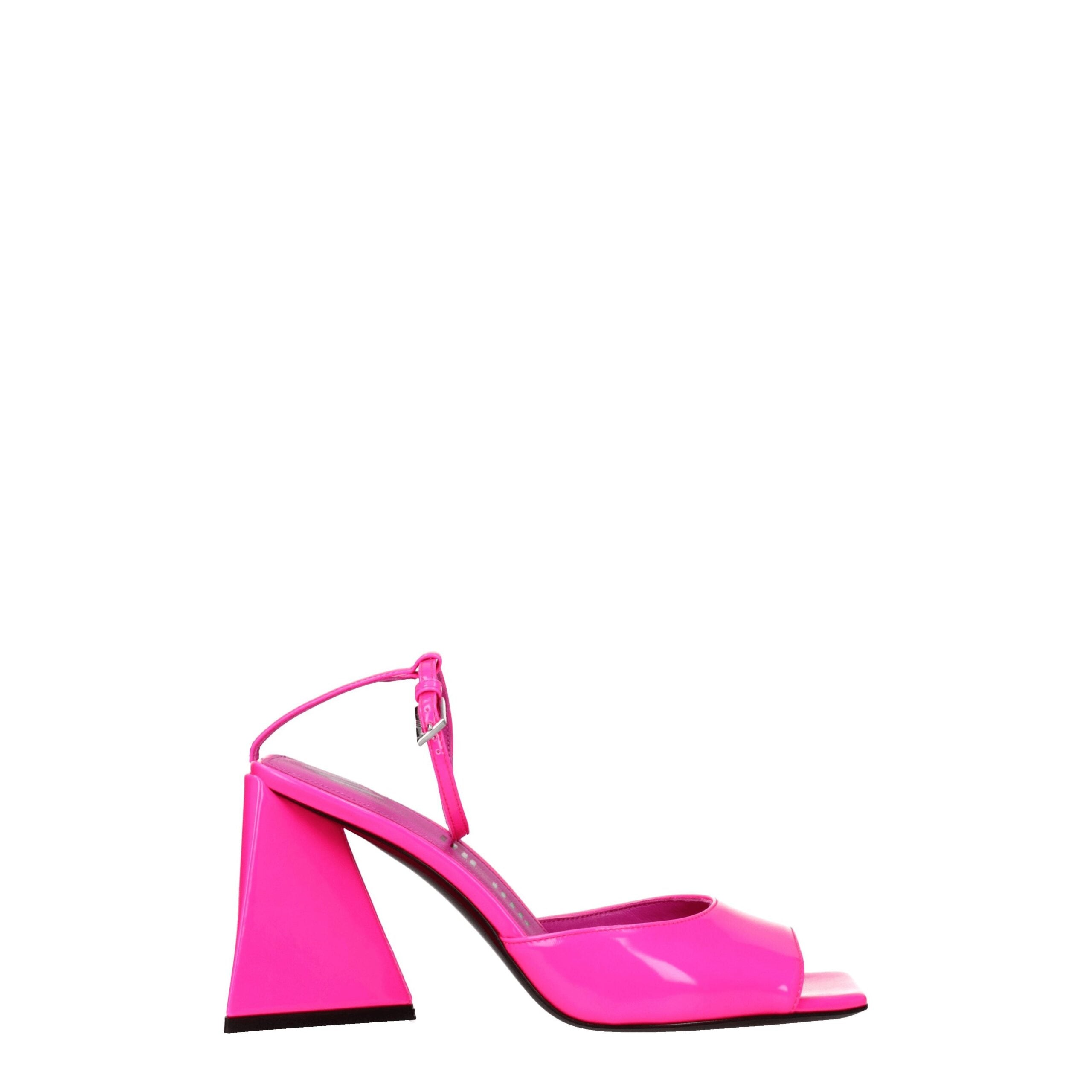 Pink Leather Stiletto Heel Sandals - ventzia