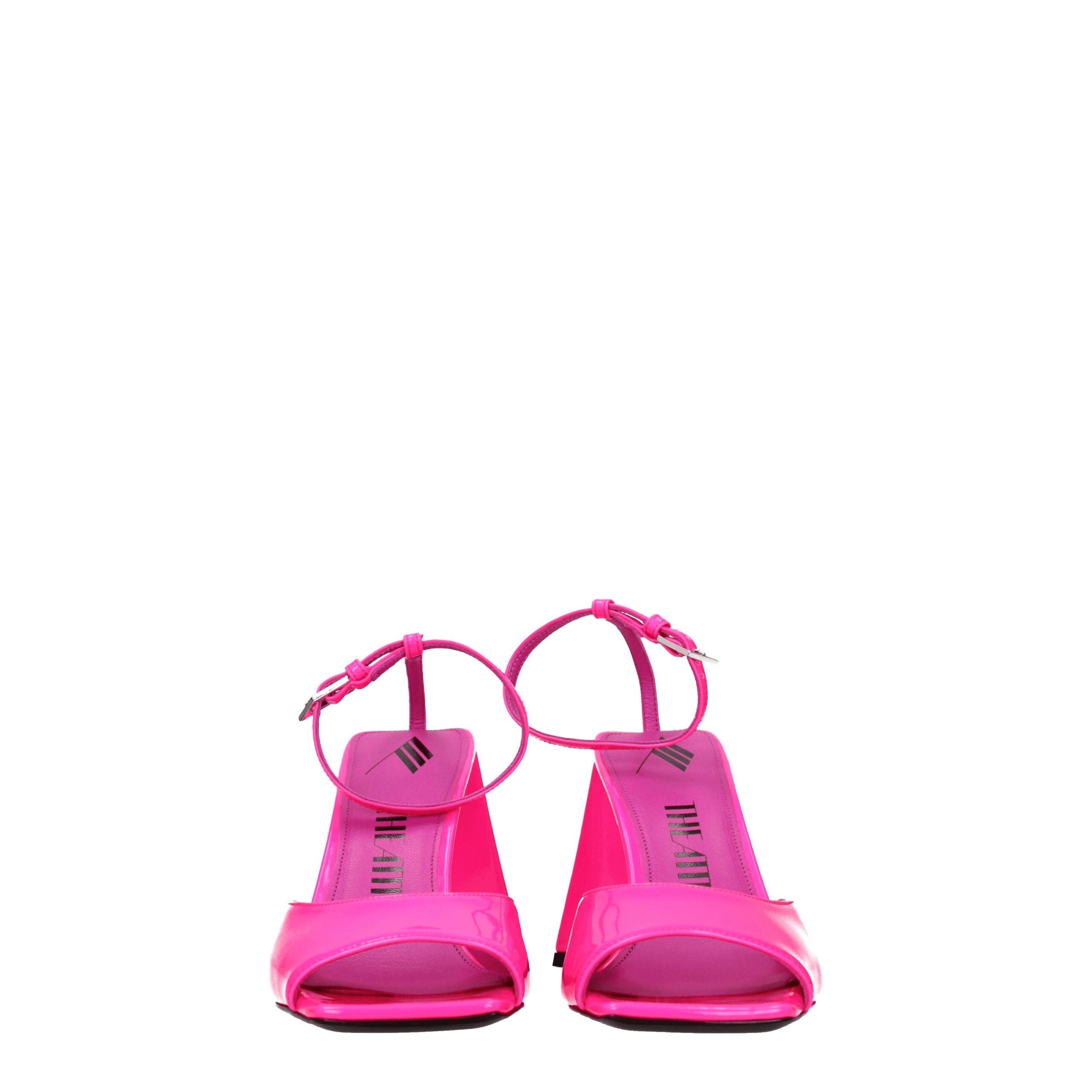 Pink Leather Stiletto Heel Sandals - ventzia