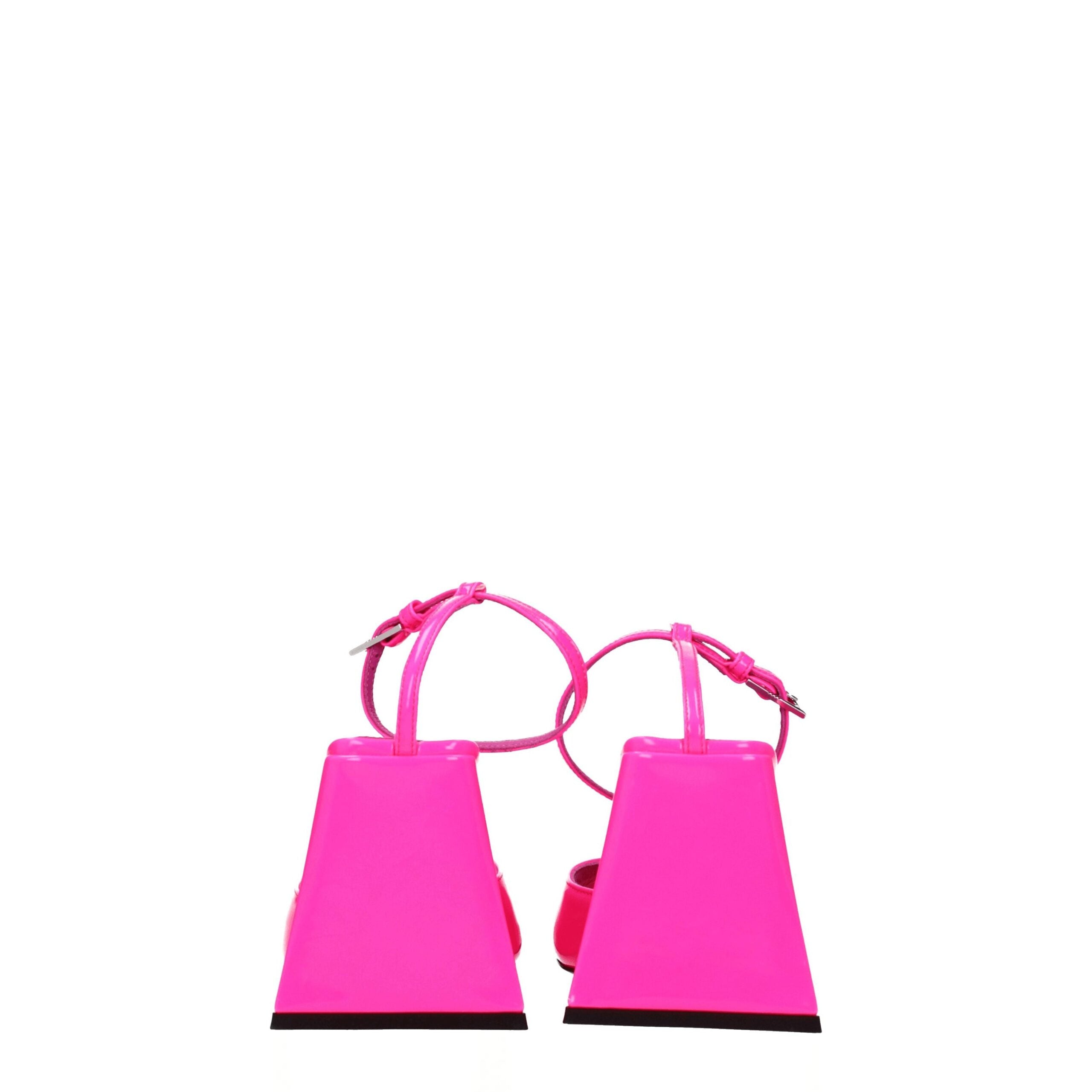 Pink Leather Stiletto Heel Sandals - ventzia