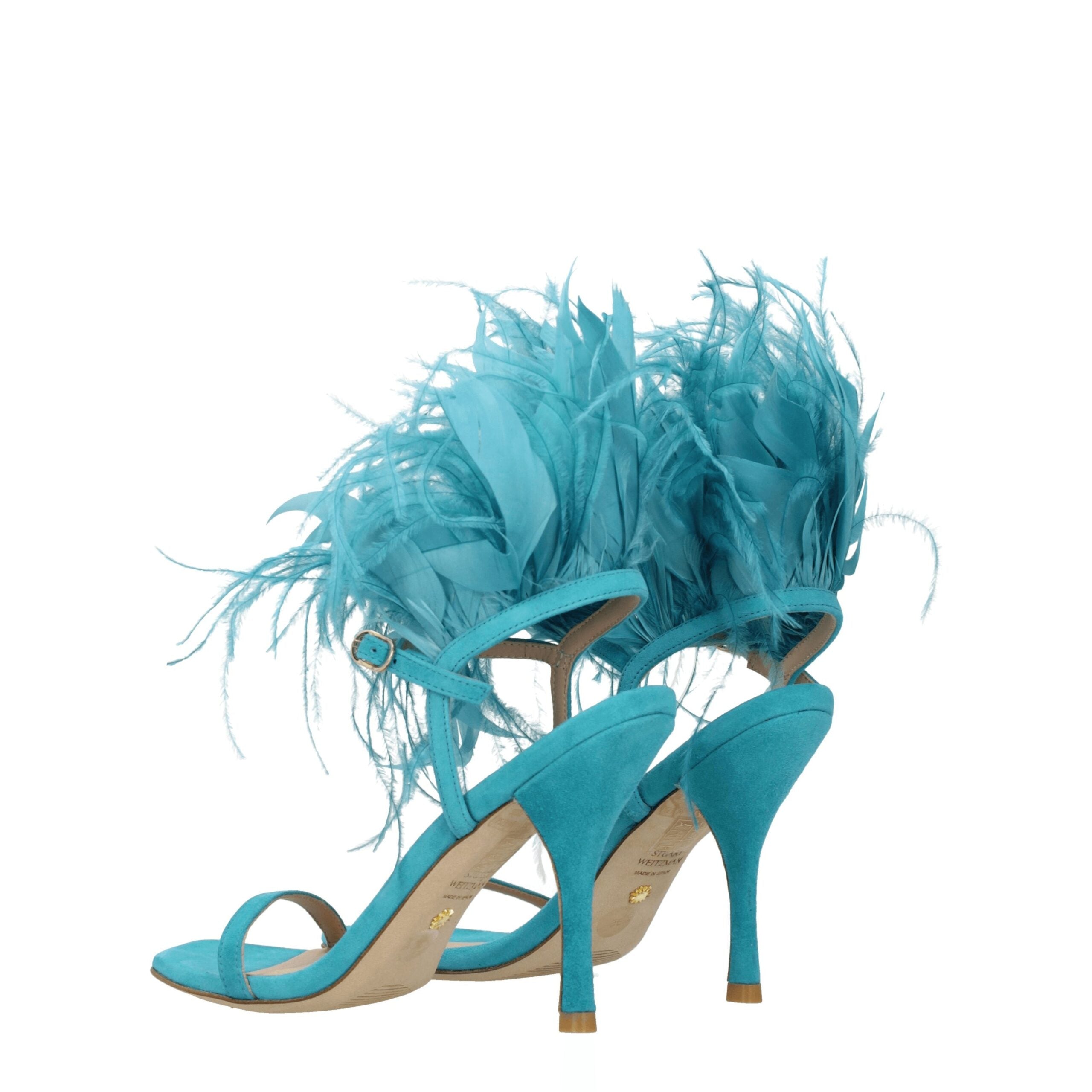 Green Leather Stiletto Heel Sandals - ventzia