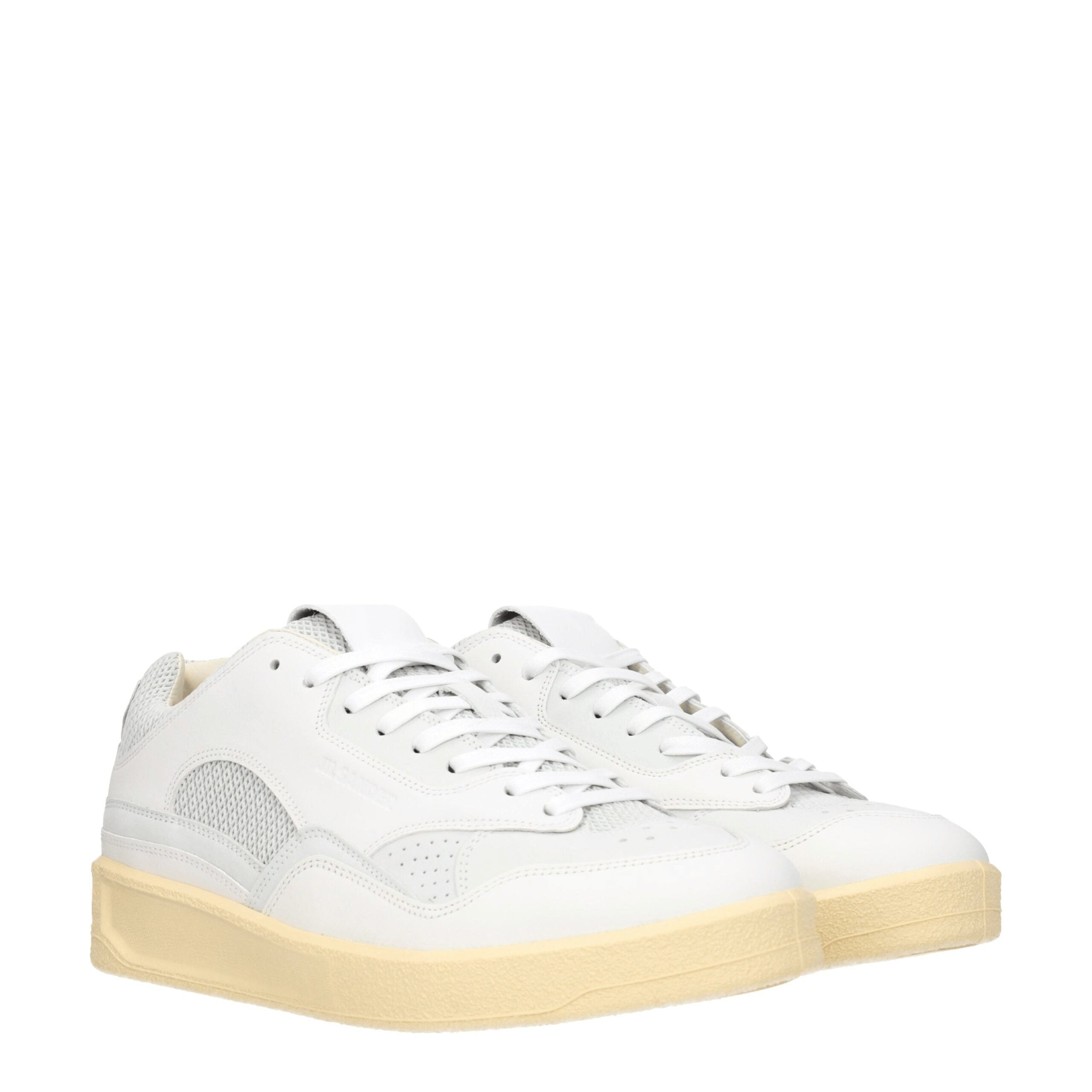 White Leather Low Top Sneakers - ventzia