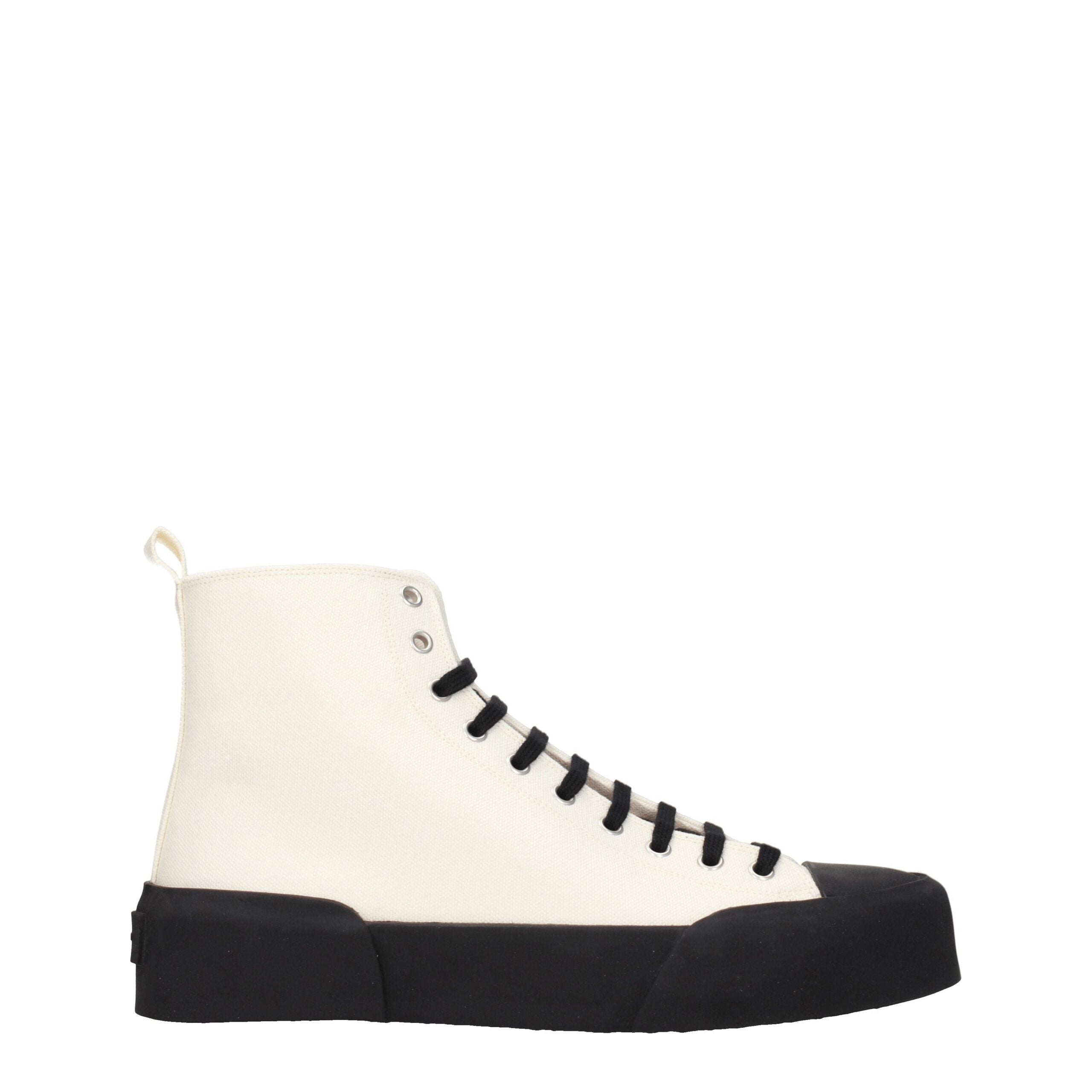 Beige Fabric High Top Sneakers - ventzia