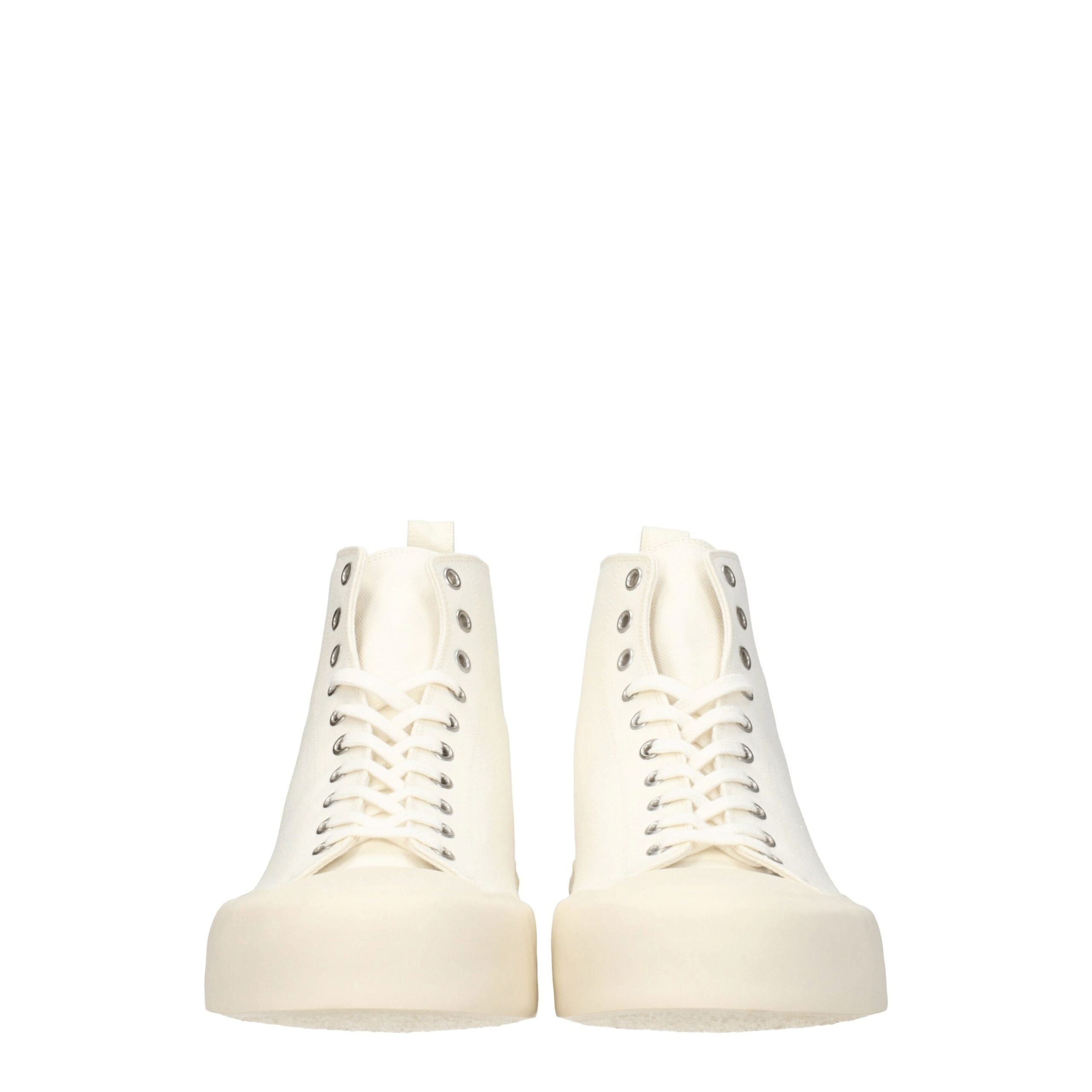 Beige Fabric High Top Sneakers - ventzia