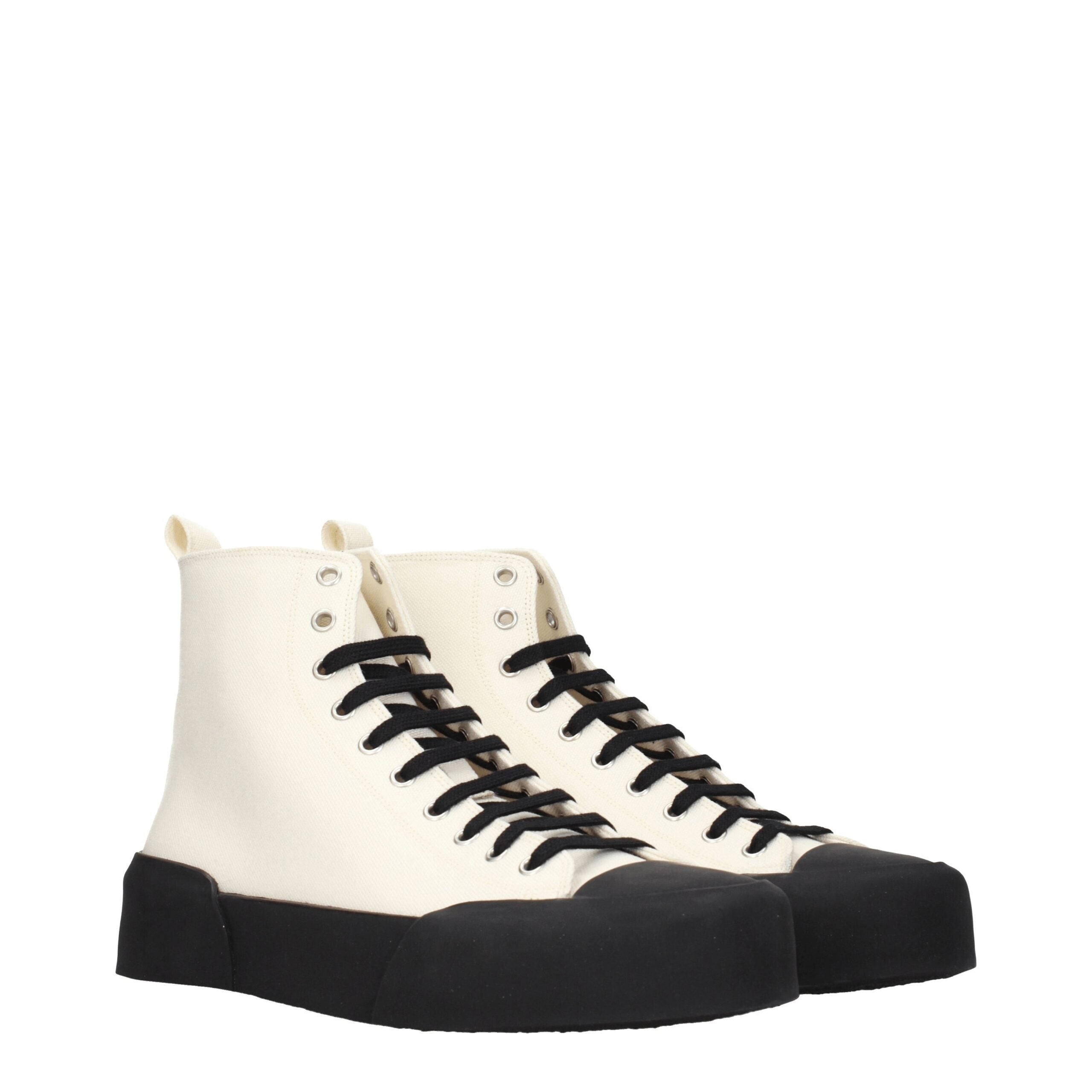 Beige Fabric High Top Sneakers - ventzia