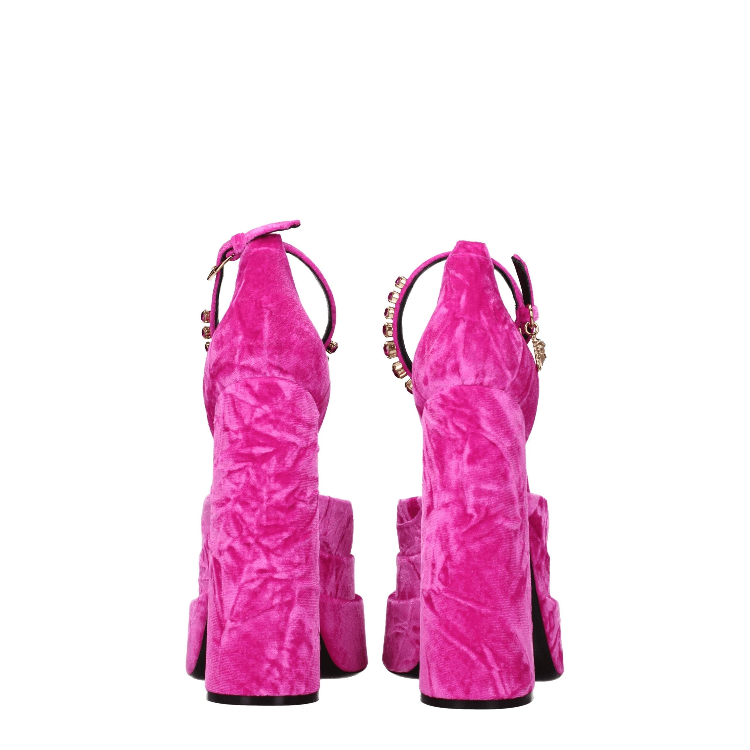 Pink Velvet Platform Sandals - ventzia