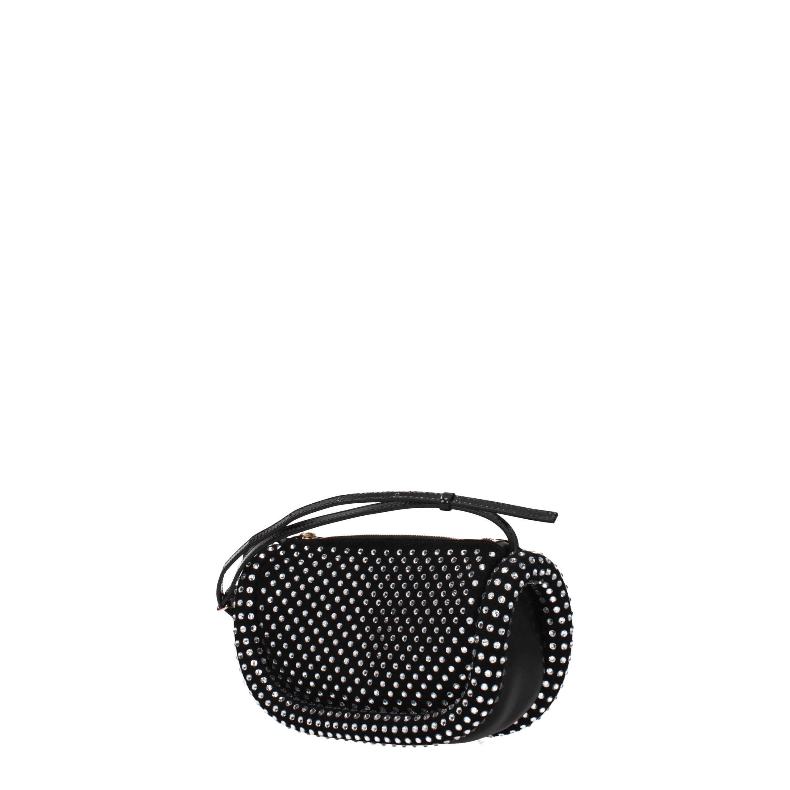 Black Leather Crossbody Bag - ventzia