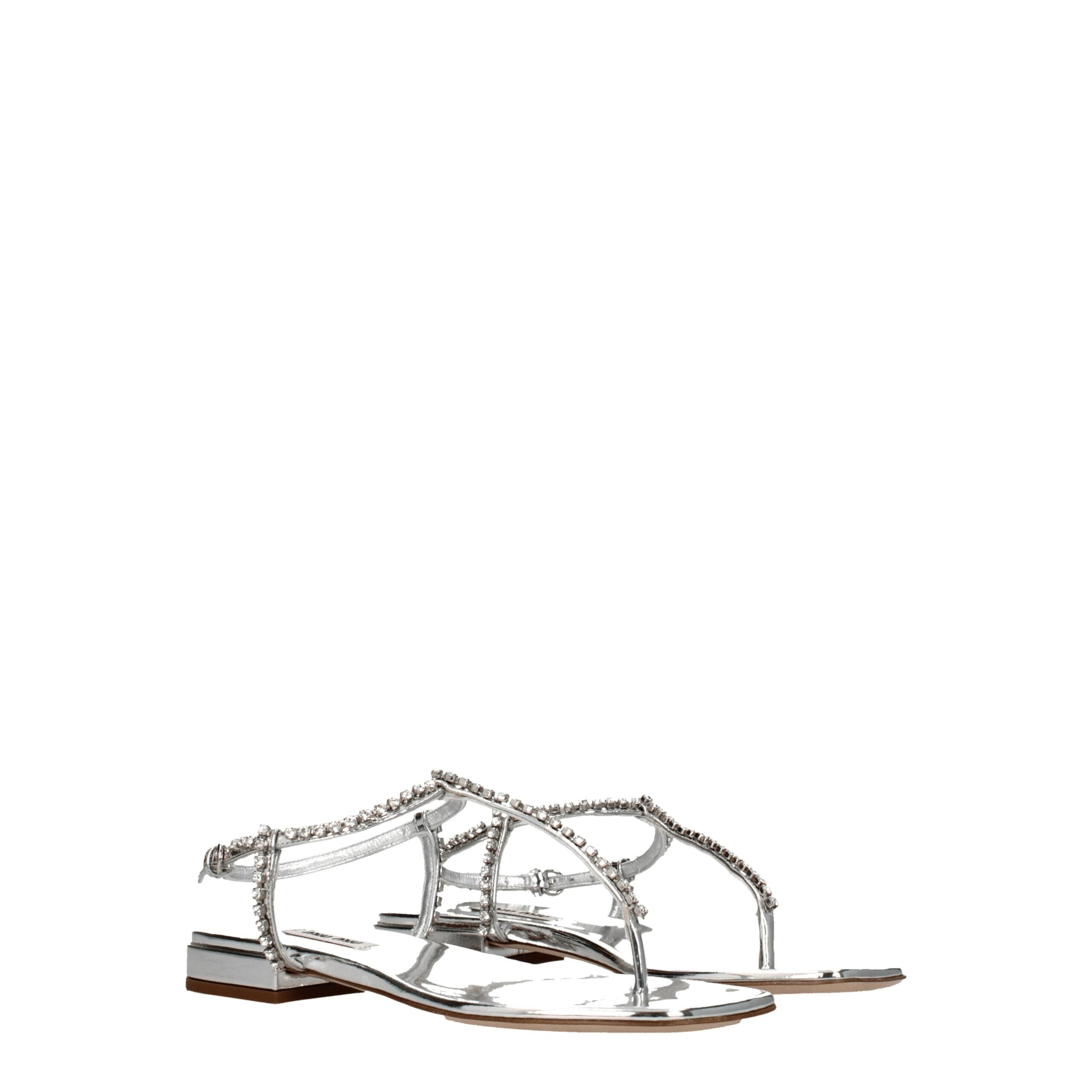 Gray Leather Flip-Flop Sandals - ventzia