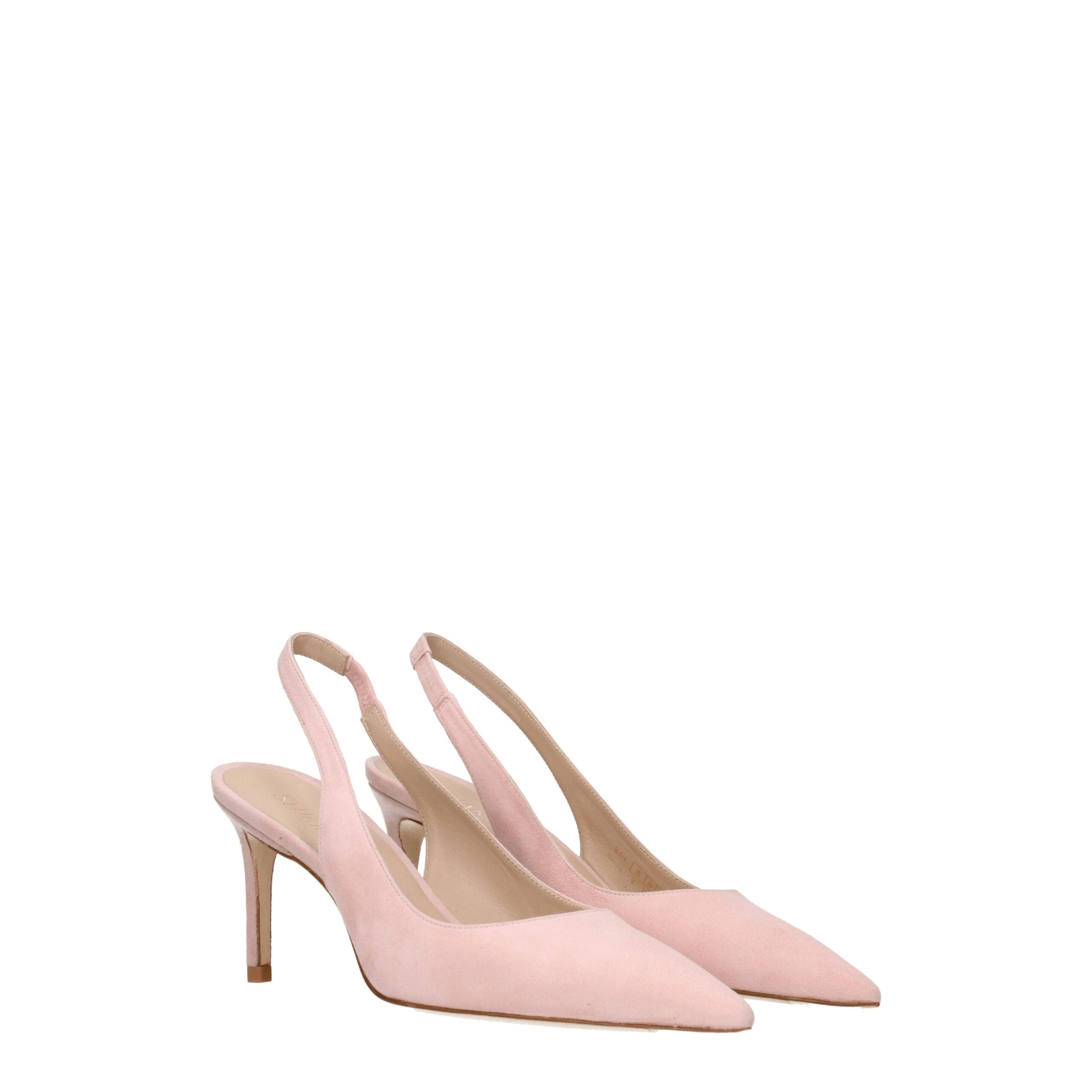 Pink Leather Mid Heel Pumps