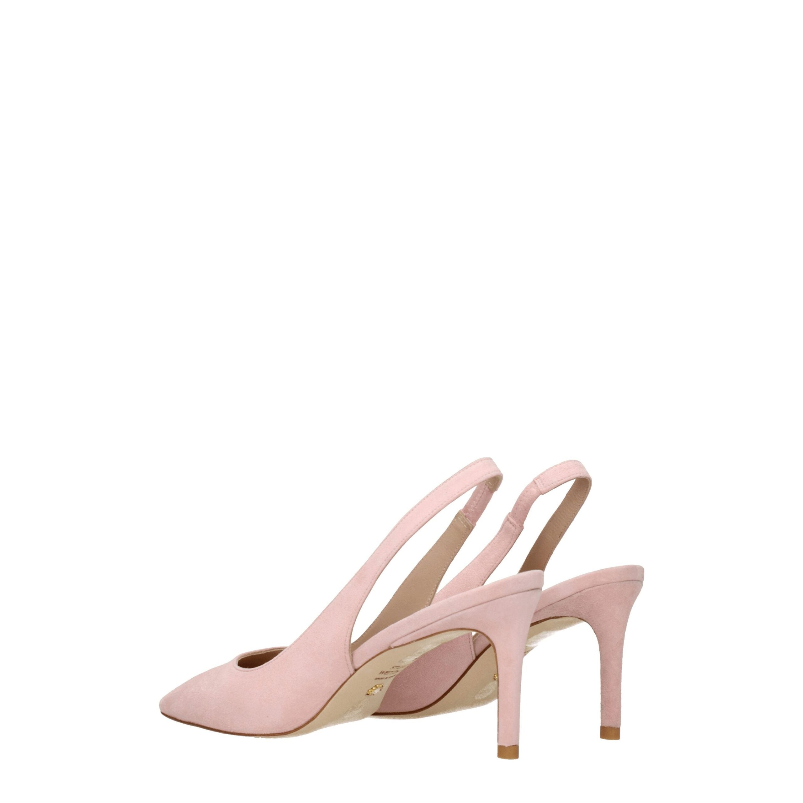 Pink Leather Mid Heel Pumps