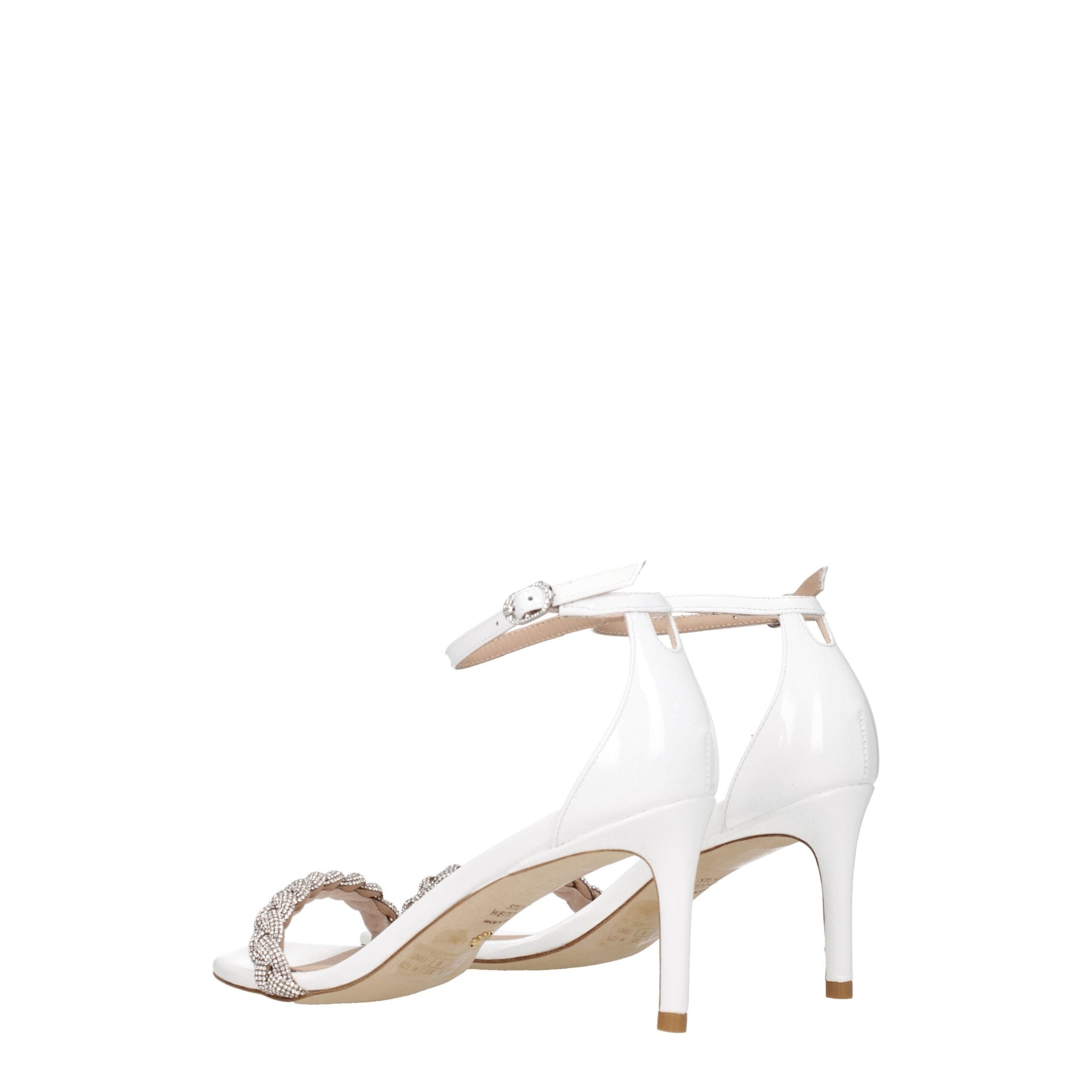 White Leather Stiletto Heel Sandals