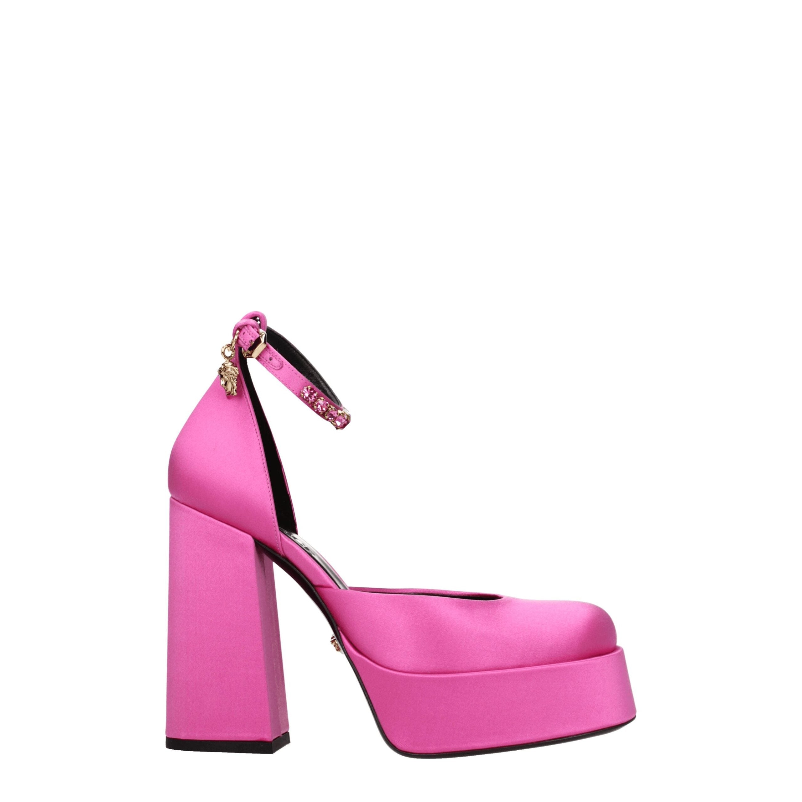 Pink Satin Platform Pumps - ventzia