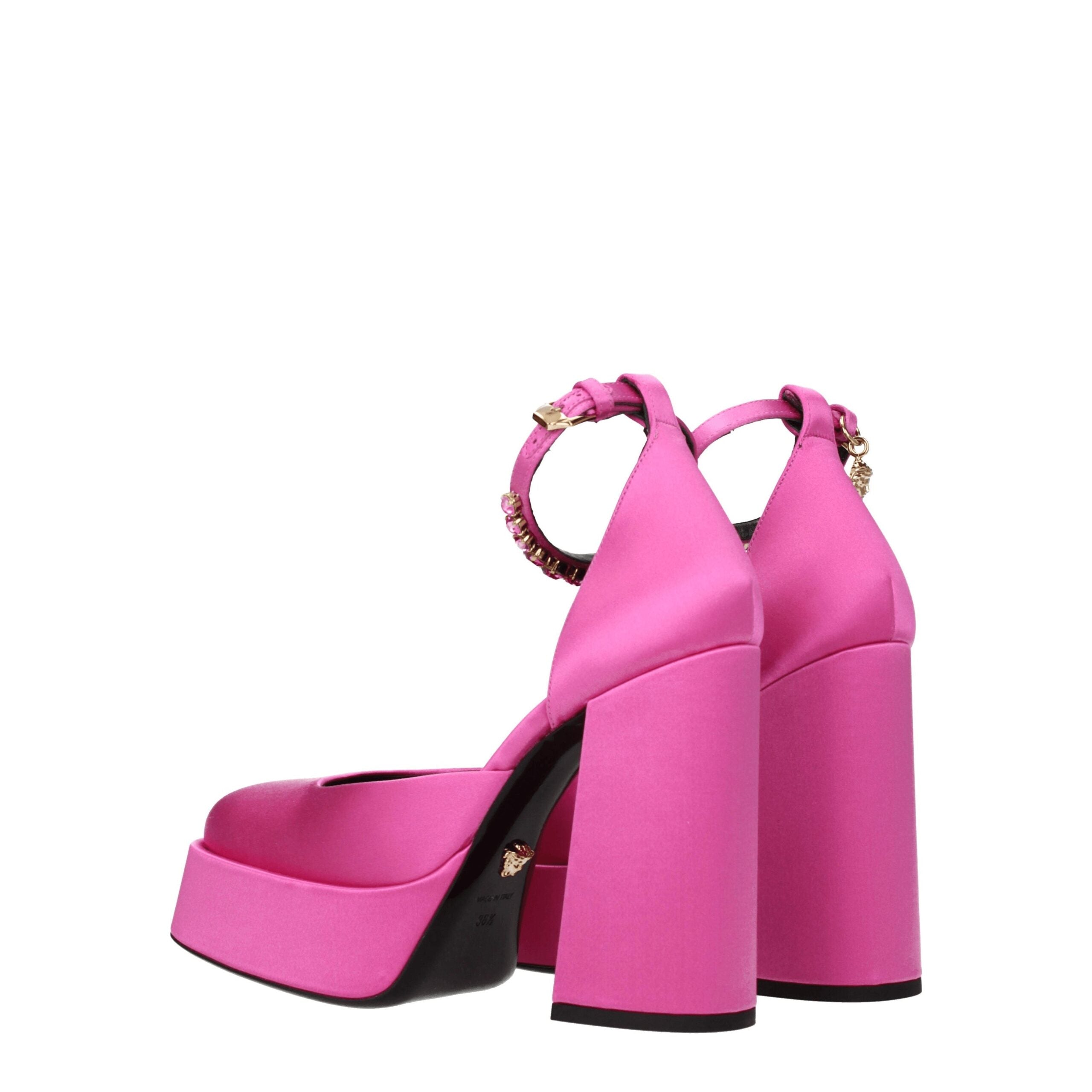 Pink Satin Platform Pumps - ventzia