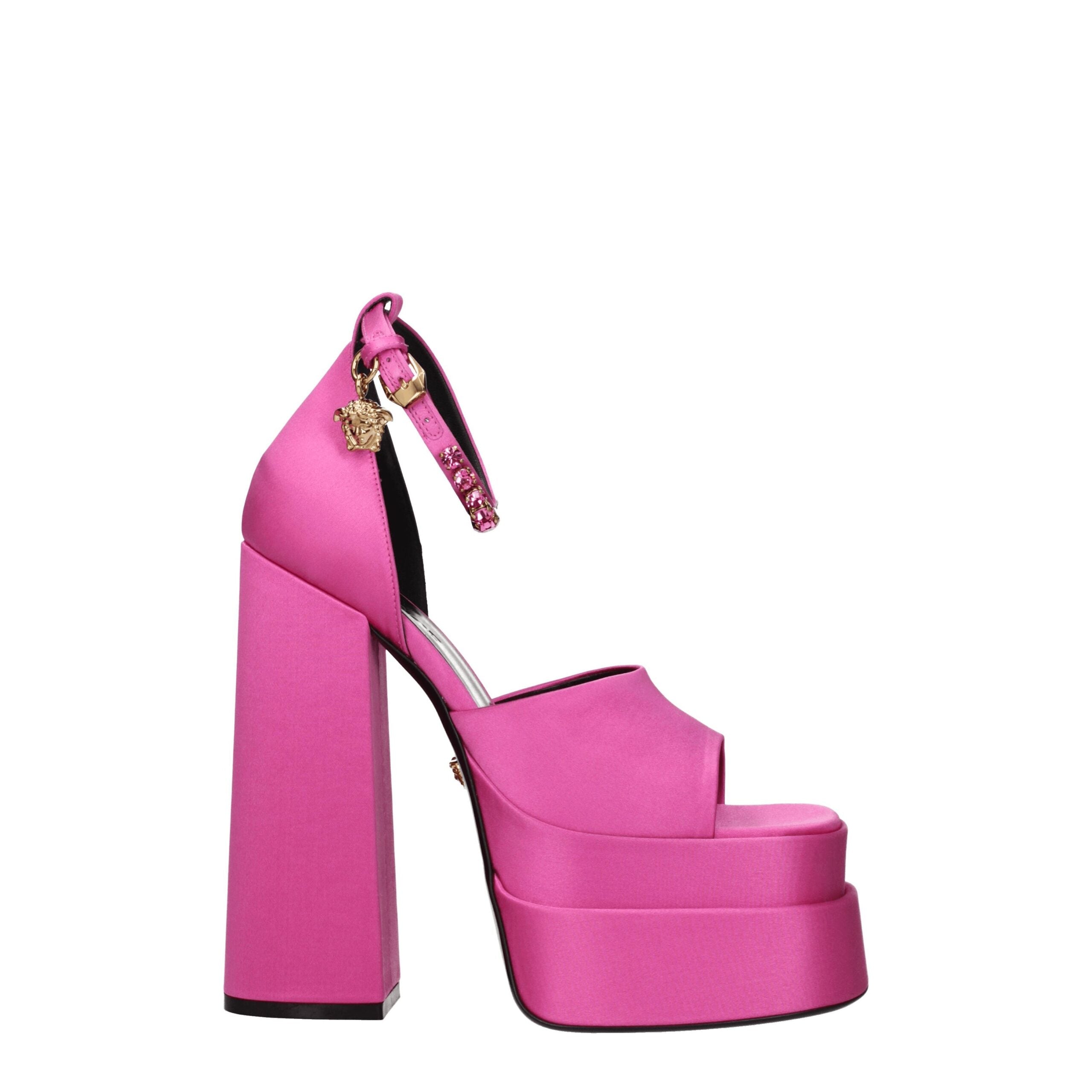 Pink Satin Platform Sandals - ventzia