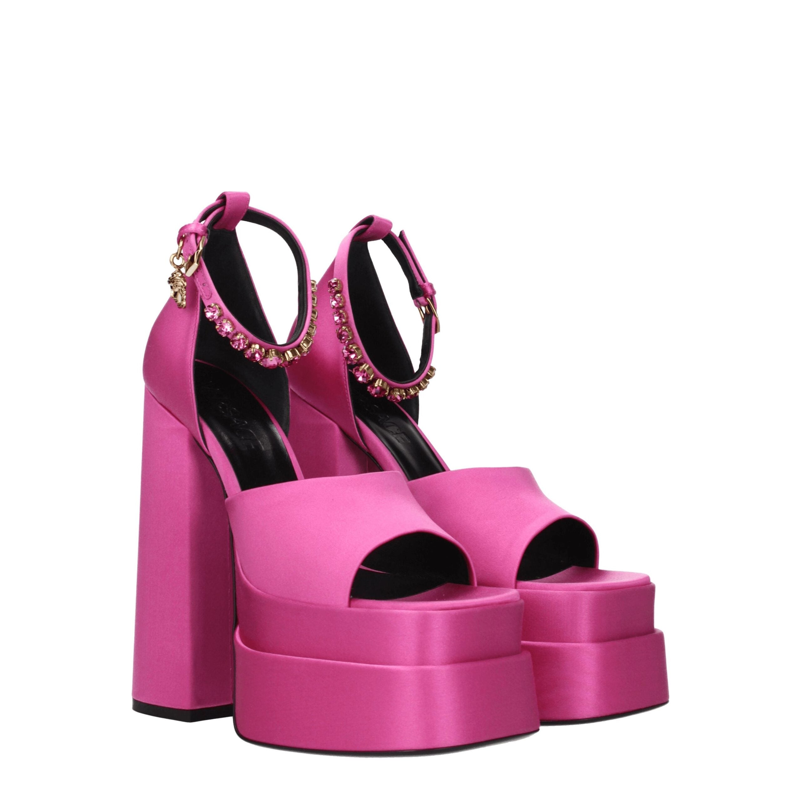 Pink Satin Platform Sandals - ventzia