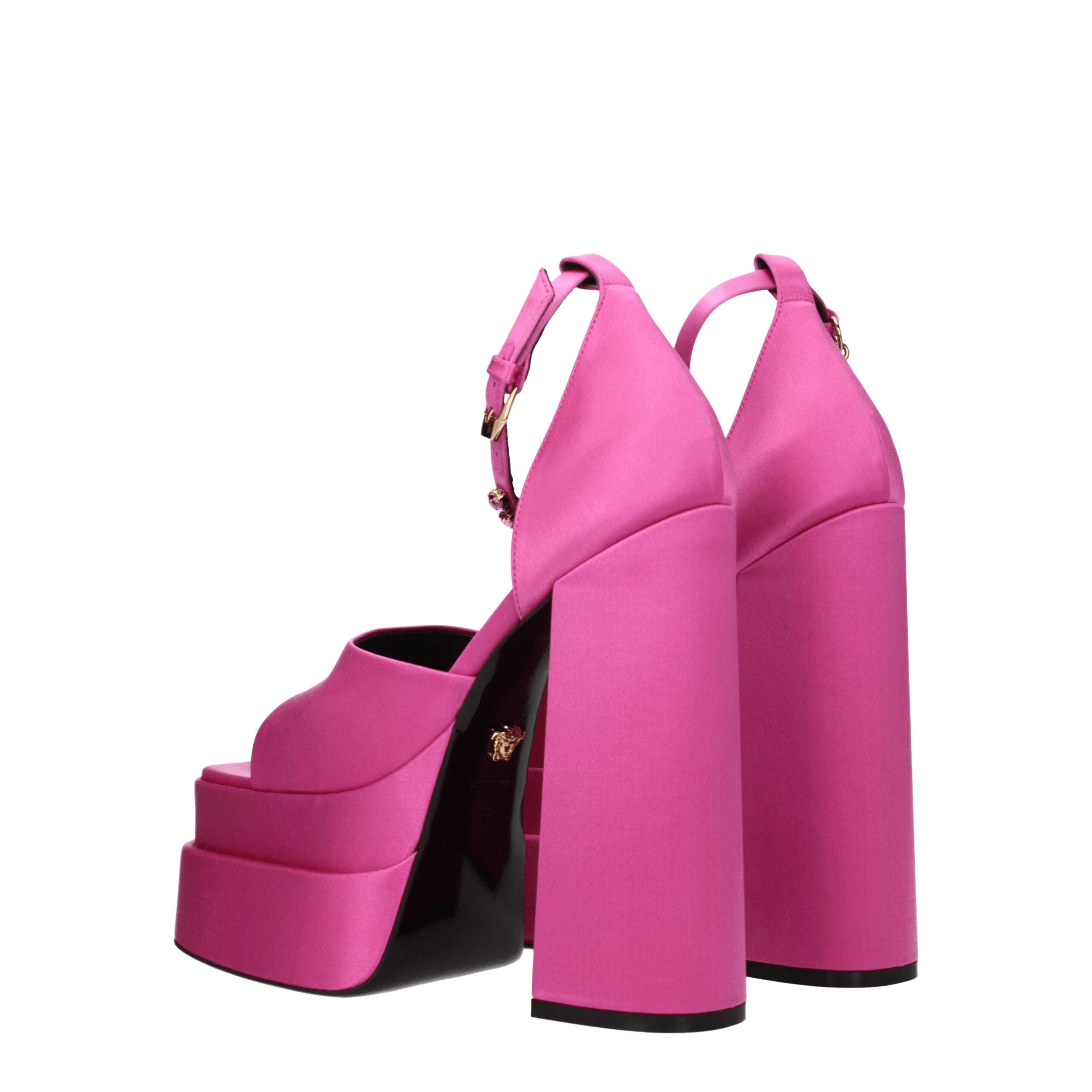 Pink Satin Platform Sandals - ventzia