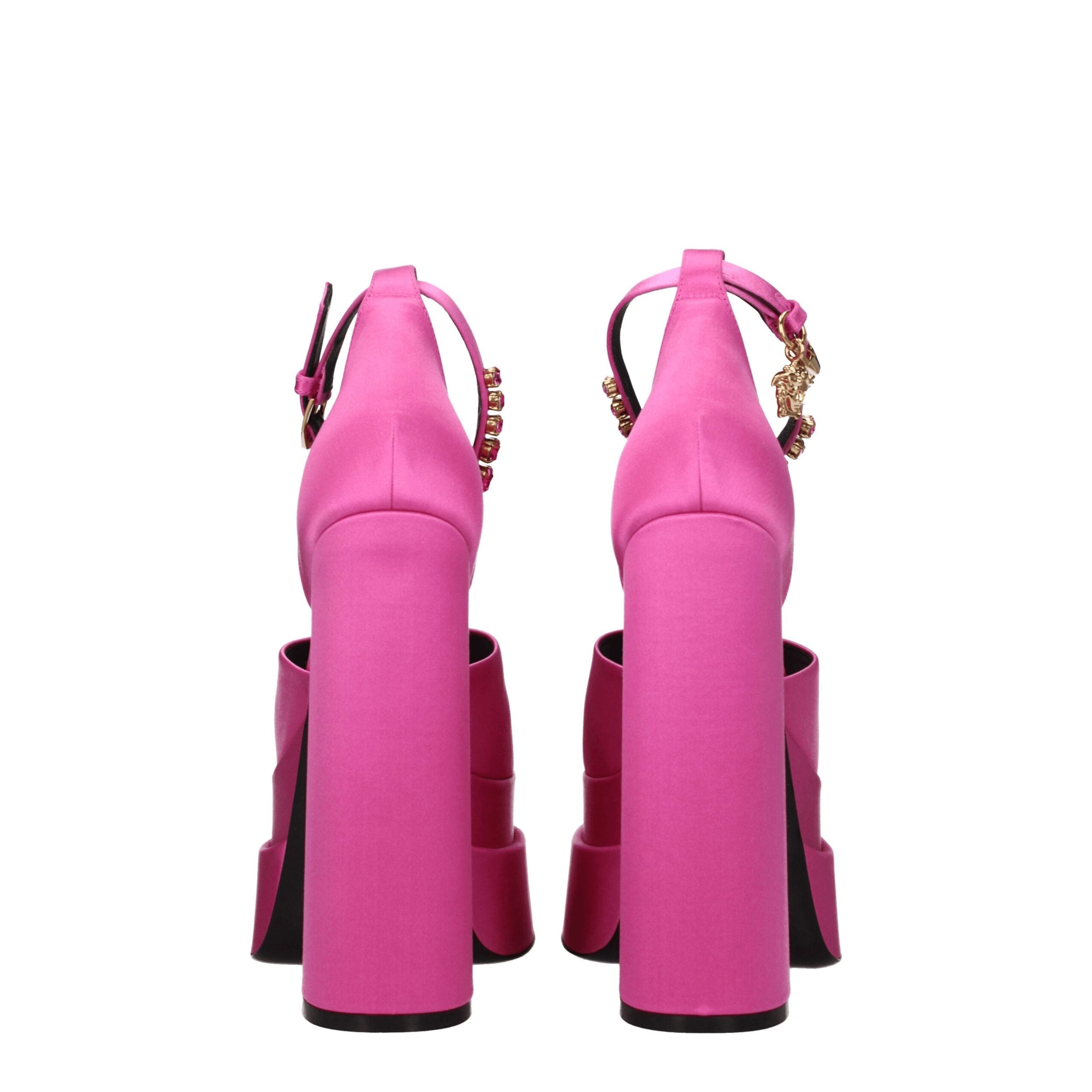 Pink Satin Platform Sandals - ventzia