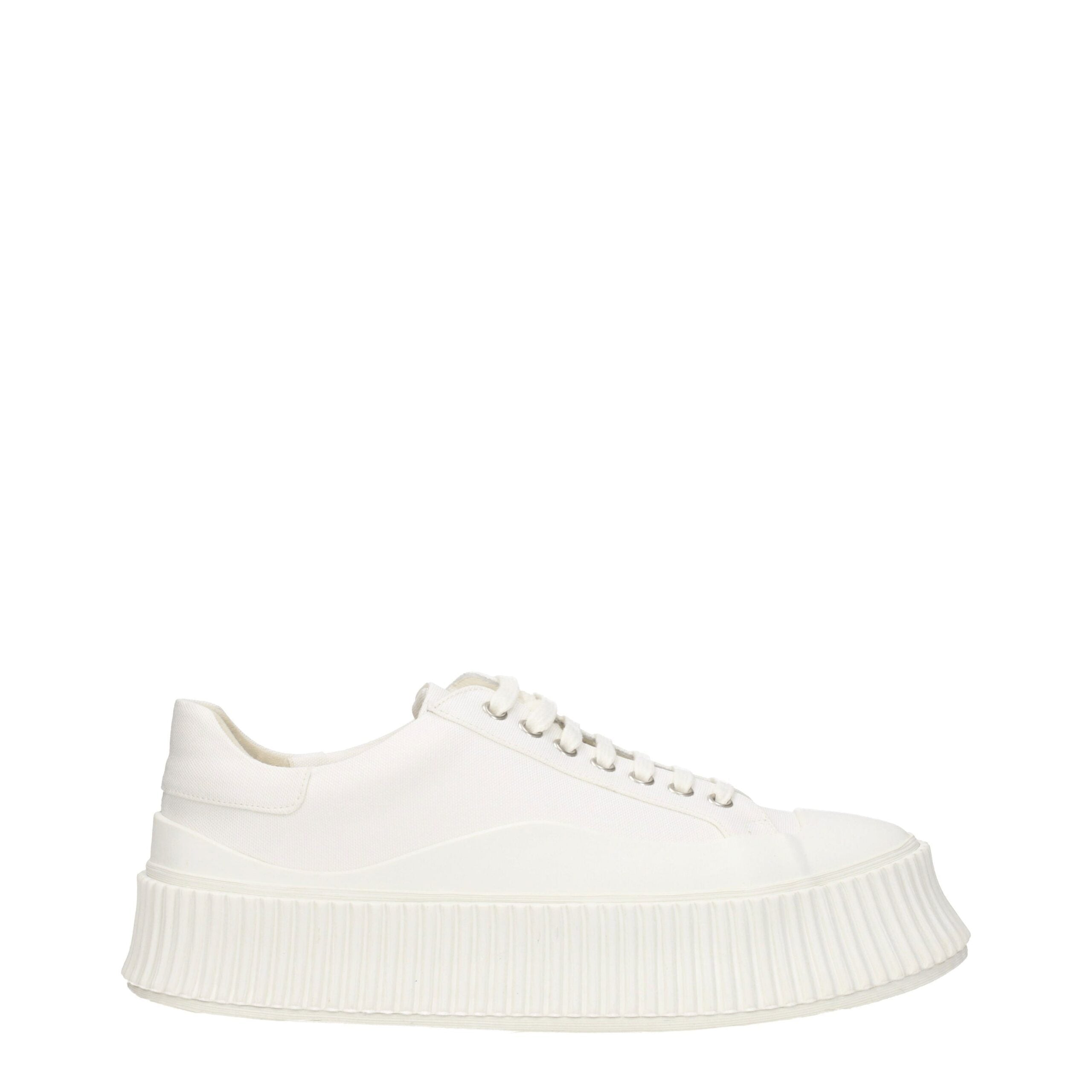 White Fabric Platform Sneakers - ventzia