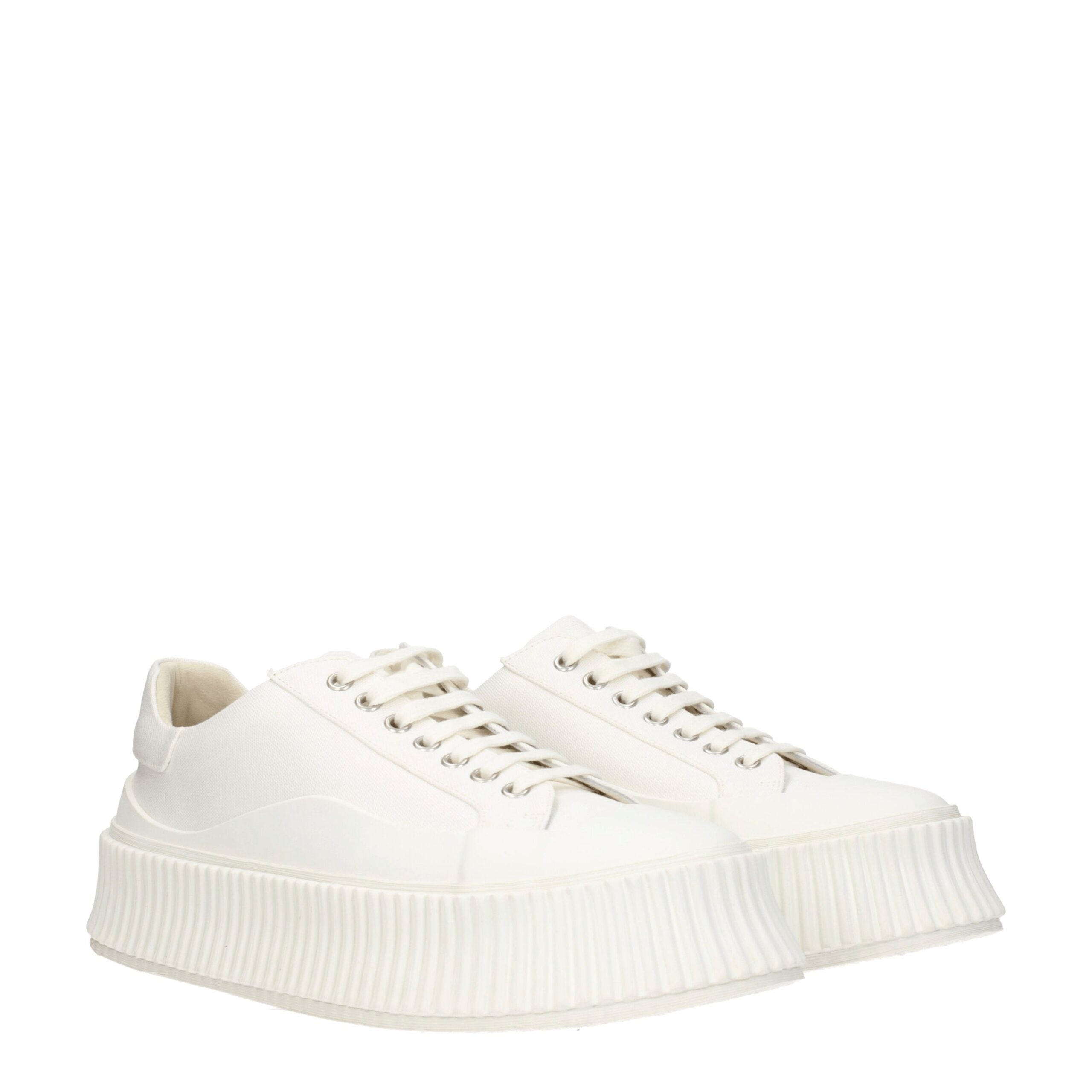 White Fabric Platform Sneakers - ventzia