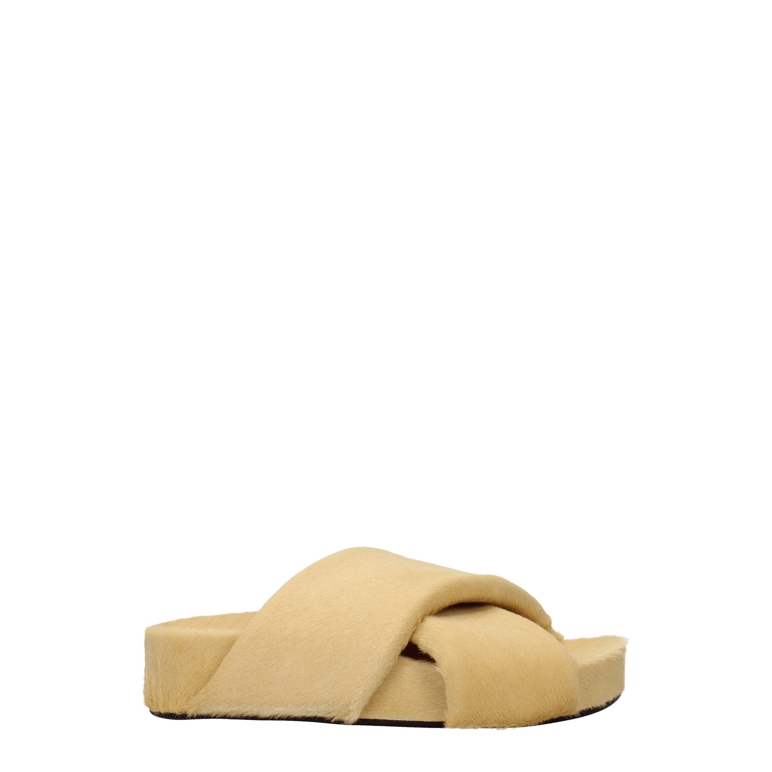 Beige Horsehair Slippers - ventzia