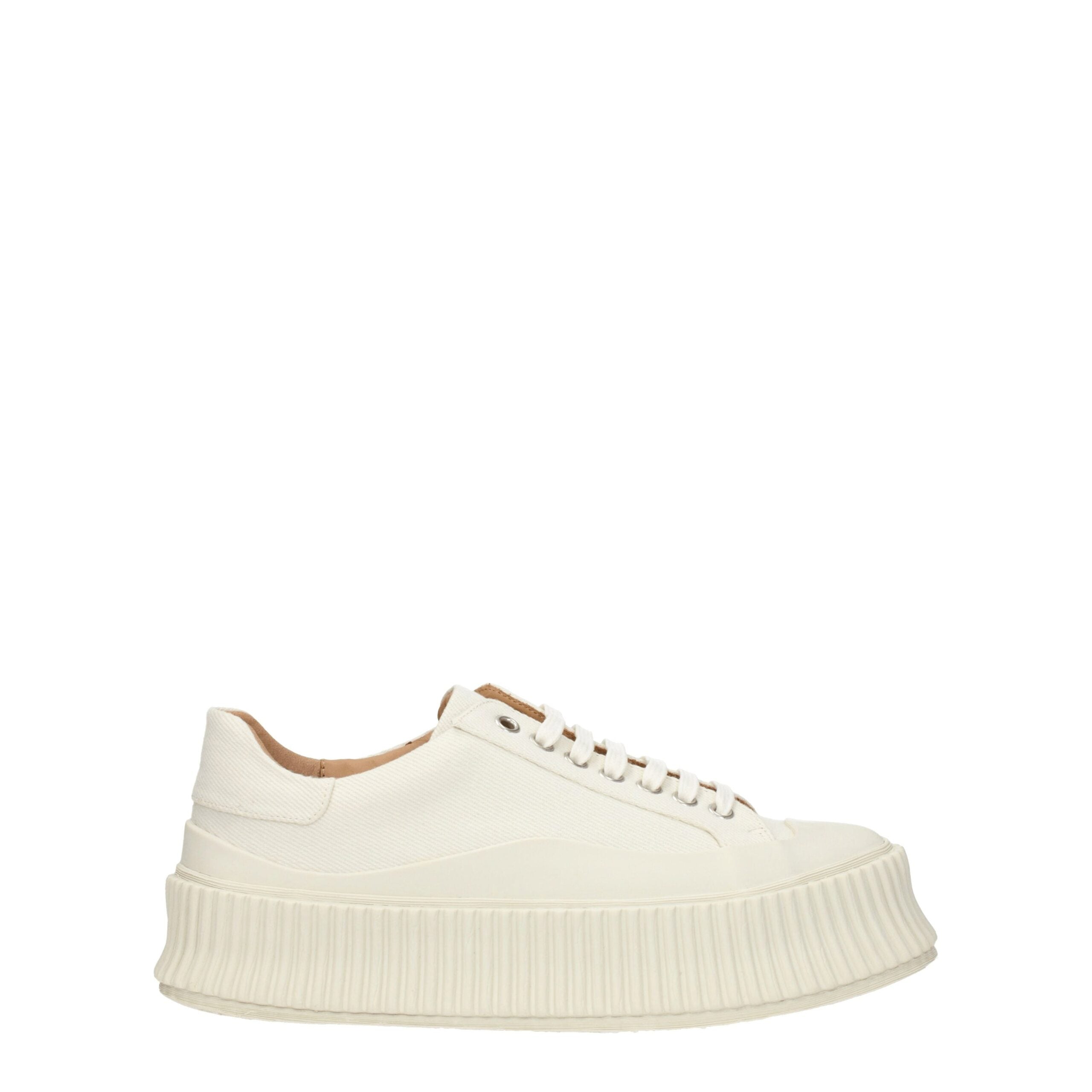 White Fabric Platform Sneakers - ventzia
