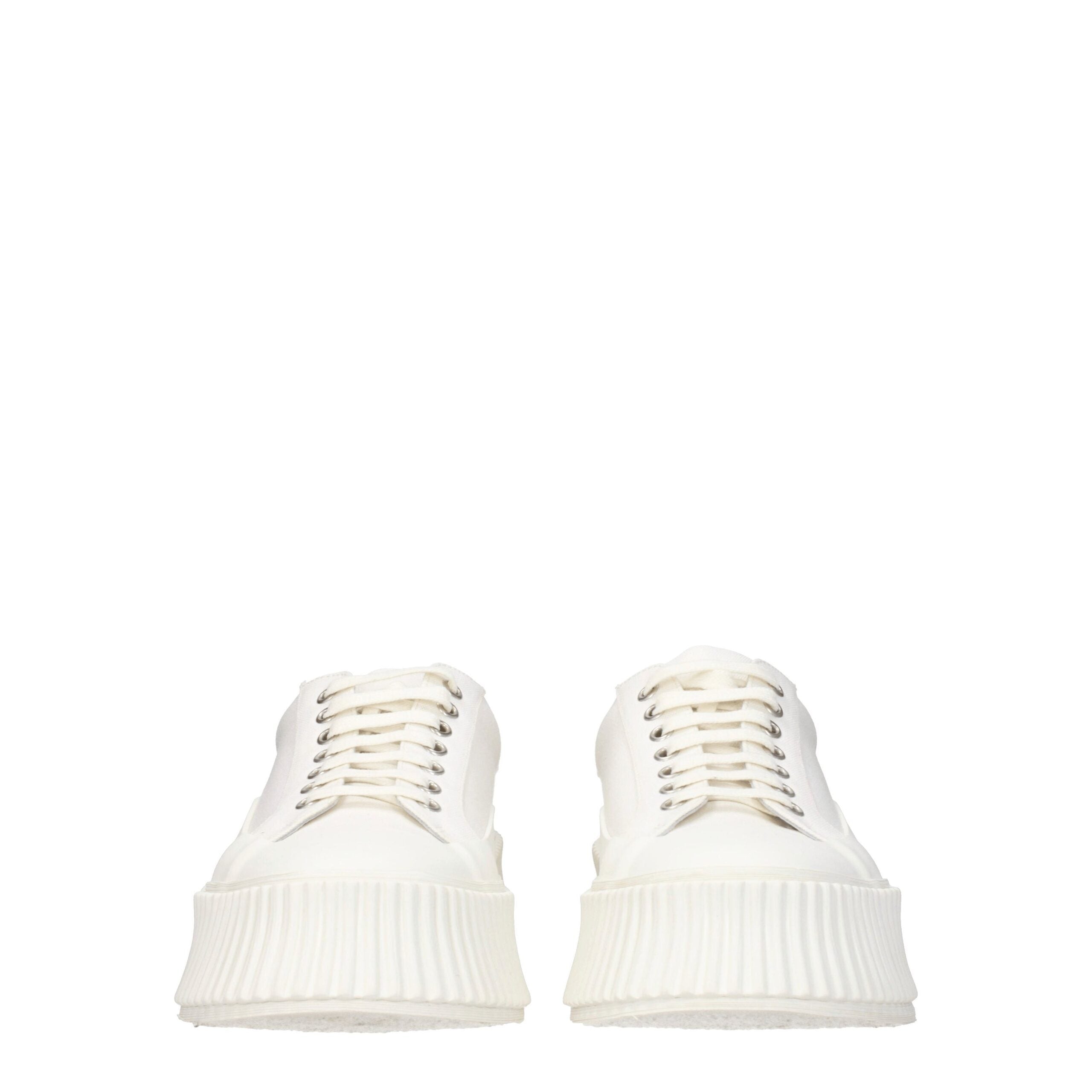 White Fabric Platform Sneakers - ventzia