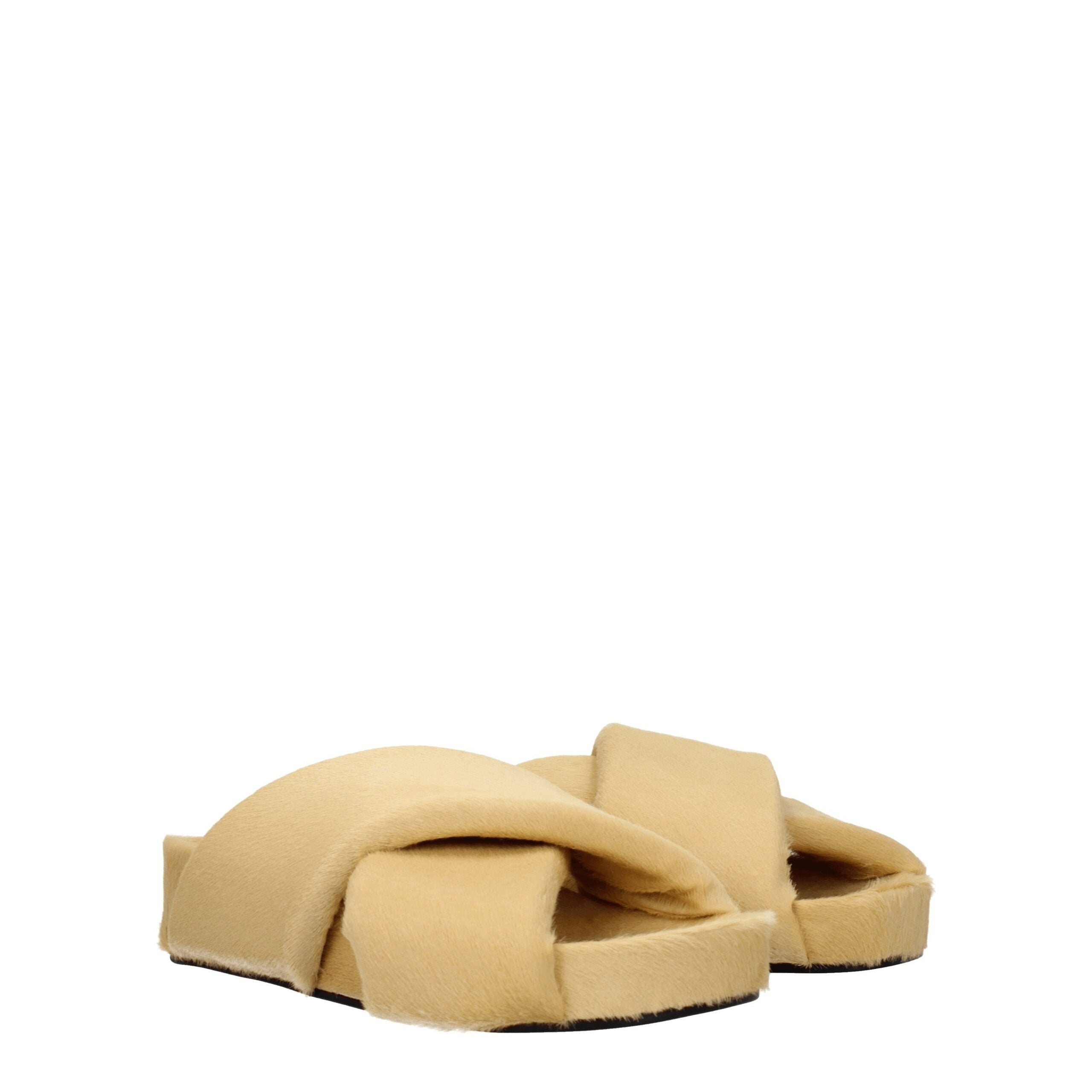 Beige Horsehair Slippers - ventzia
