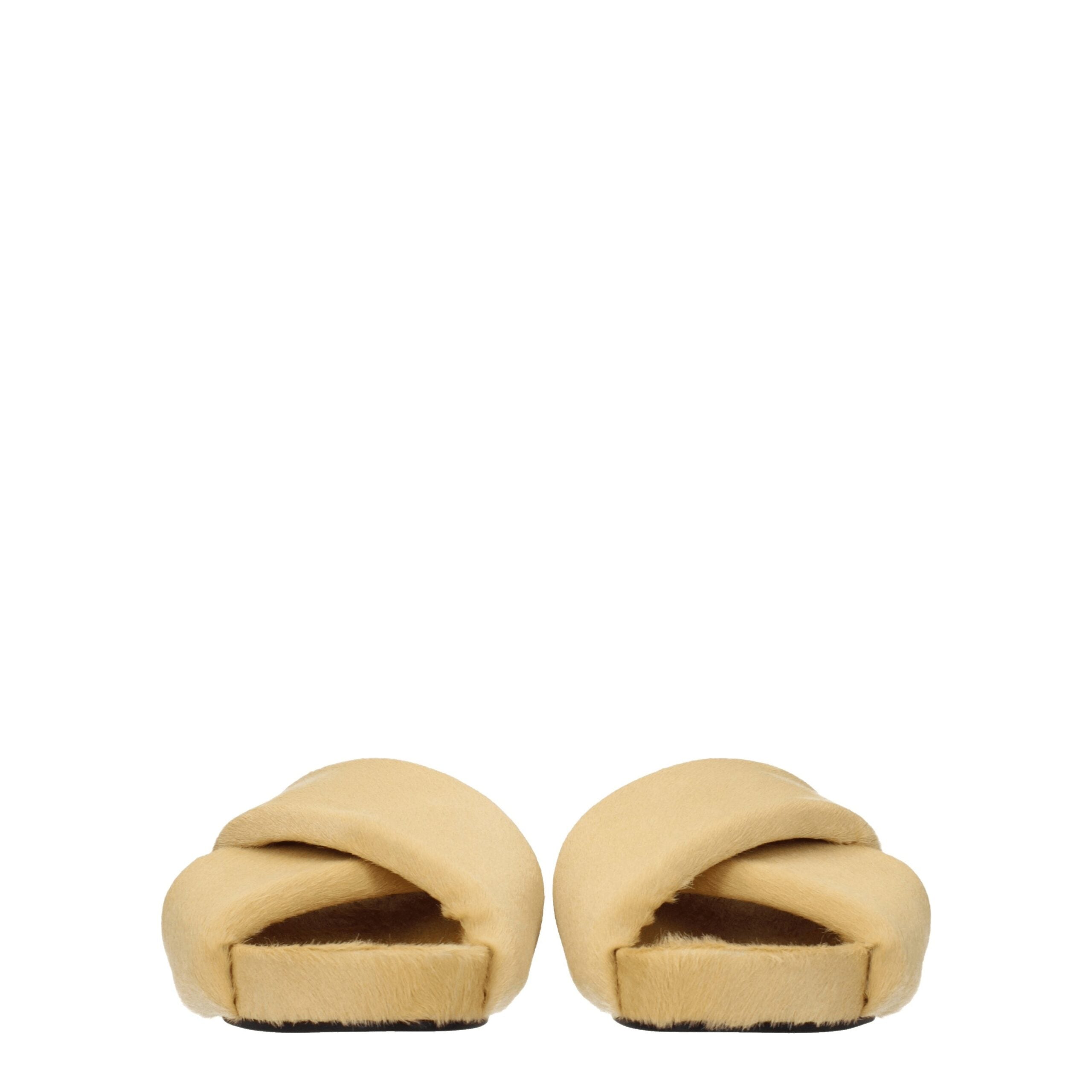 Beige Horsehair Slippers - ventzia