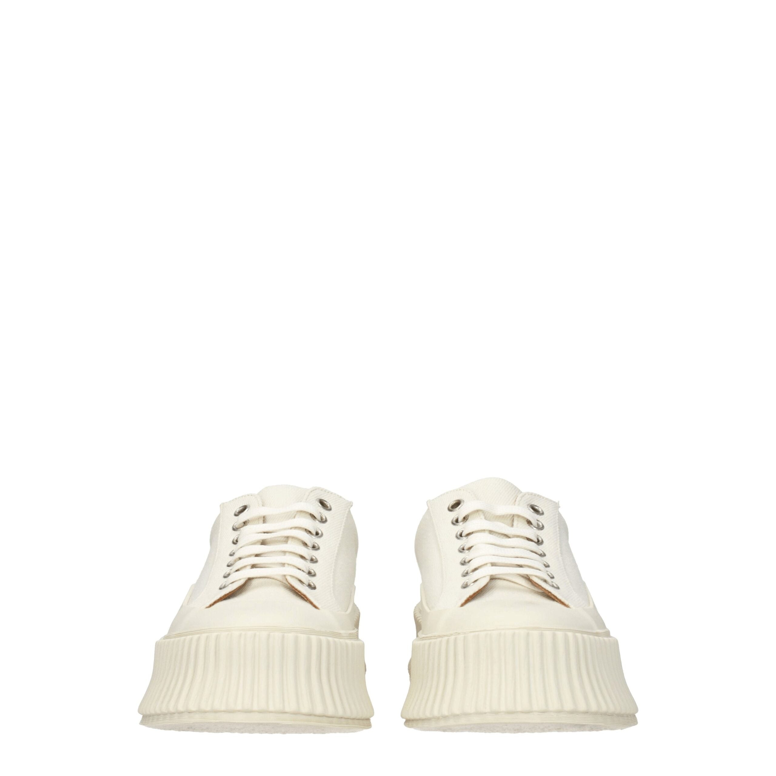 White Fabric Platform Sneakers - ventzia