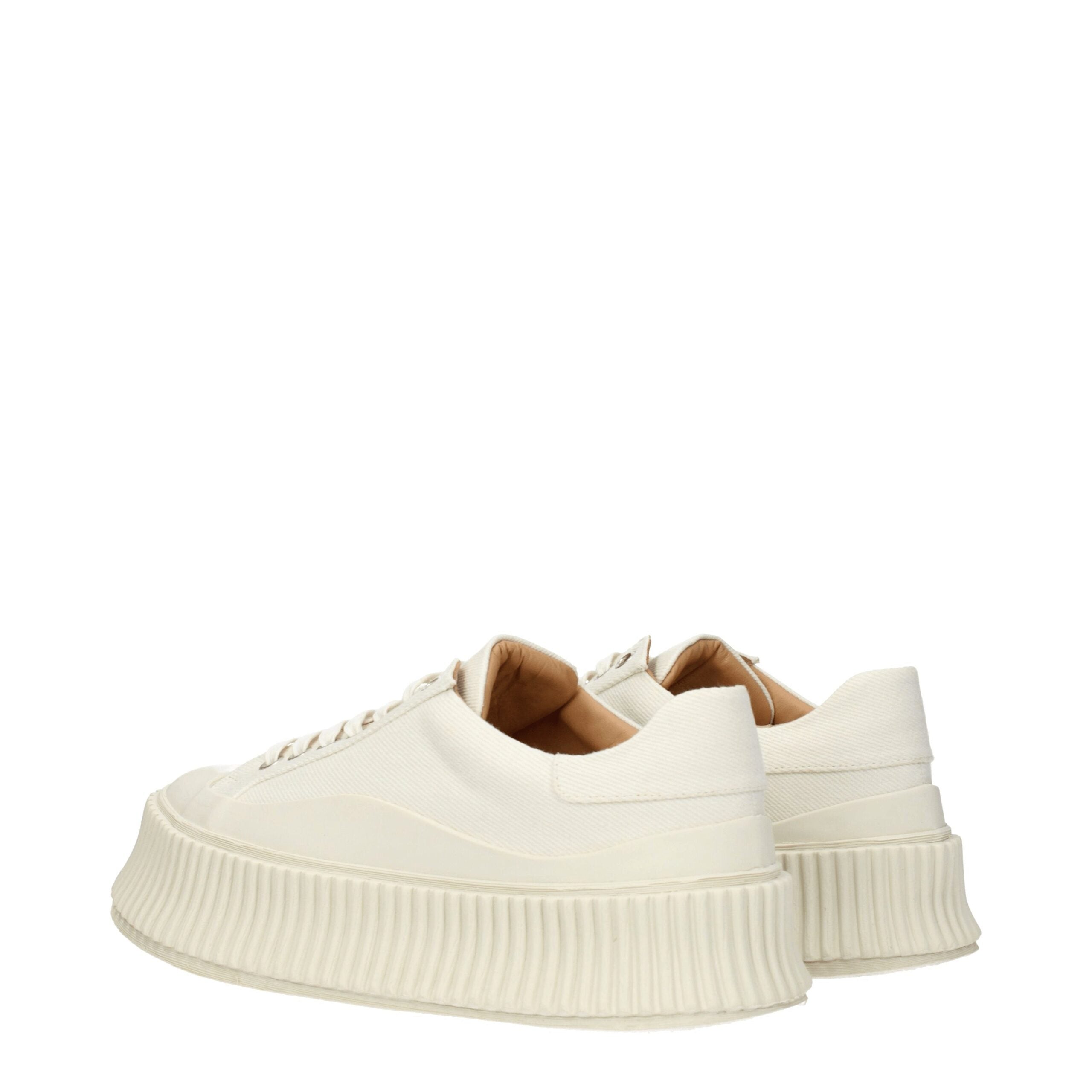 White Fabric Platform Sneakers - ventzia