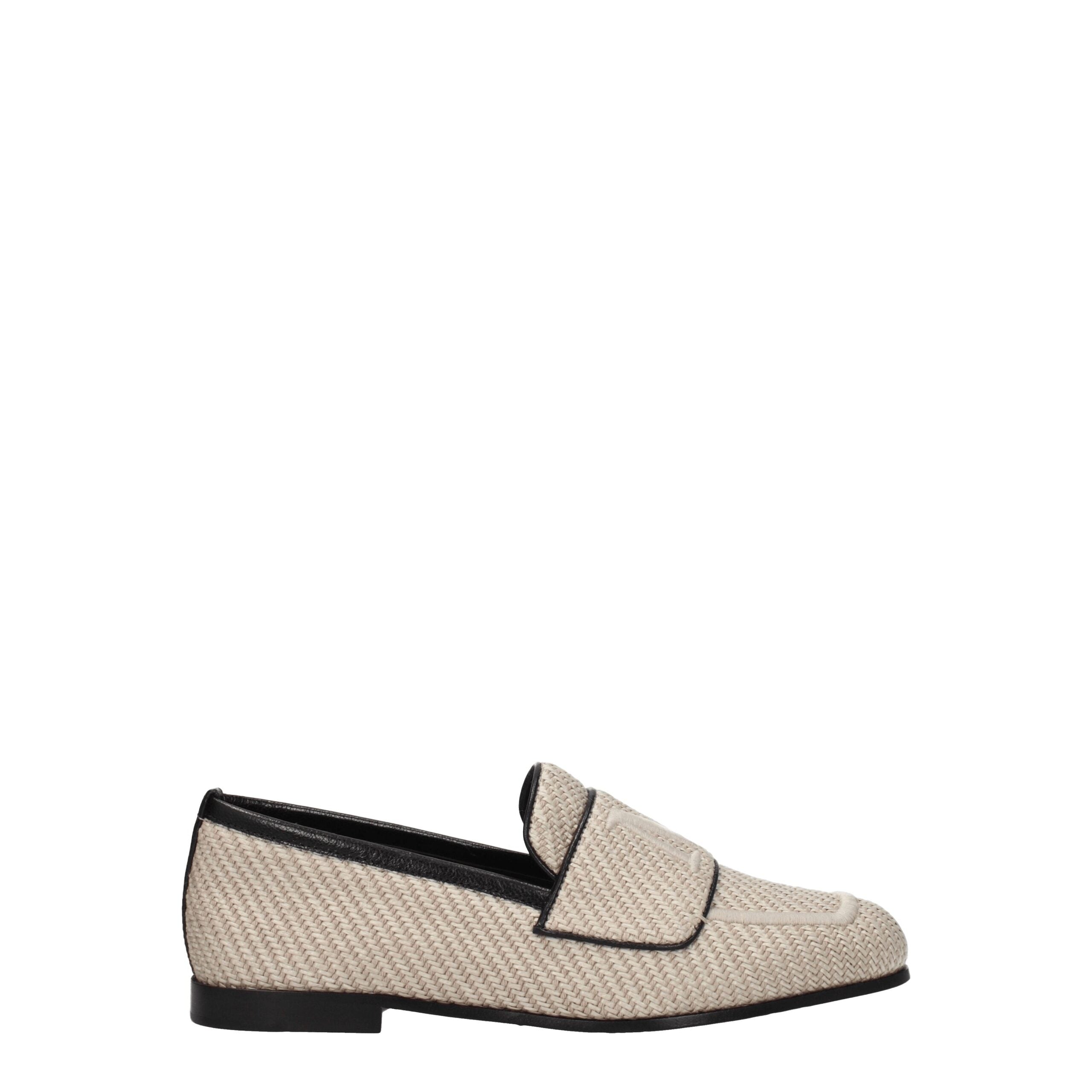 Beige Fabric Slip-On Loafers - ventzia
