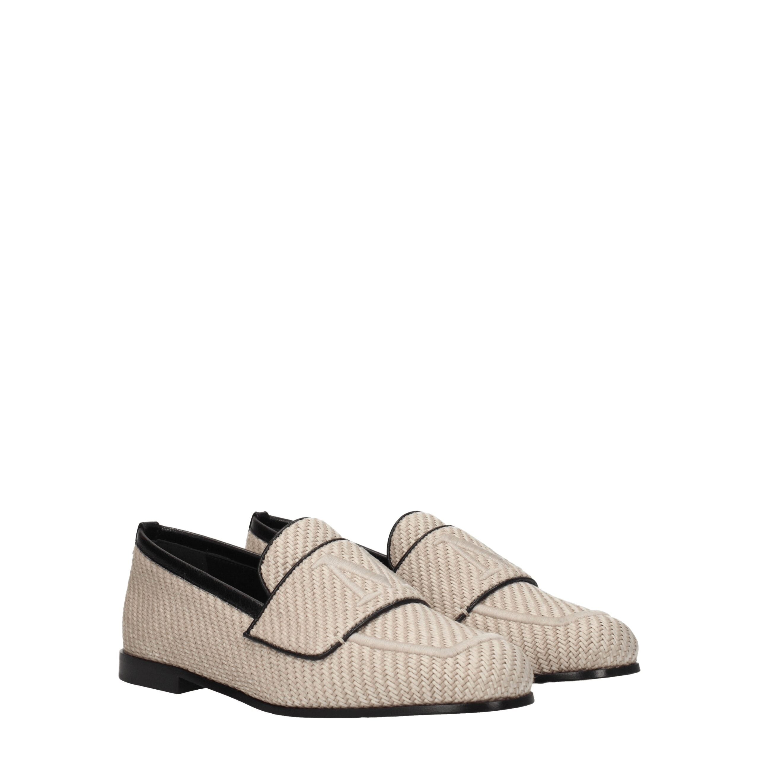 Beige Fabric Slip-On Loafers - ventzia