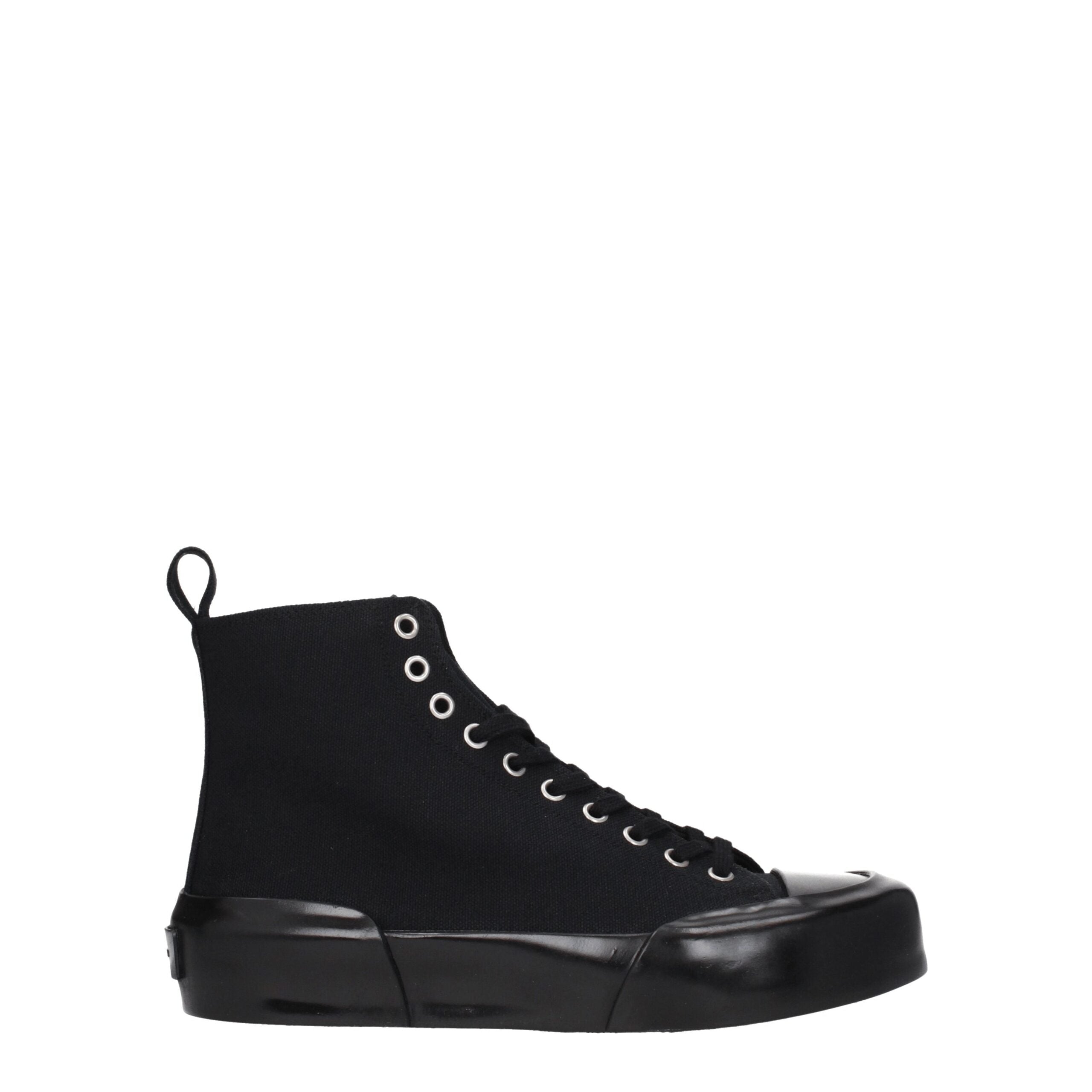 Black Fabric High Top Sneakers - ventzia