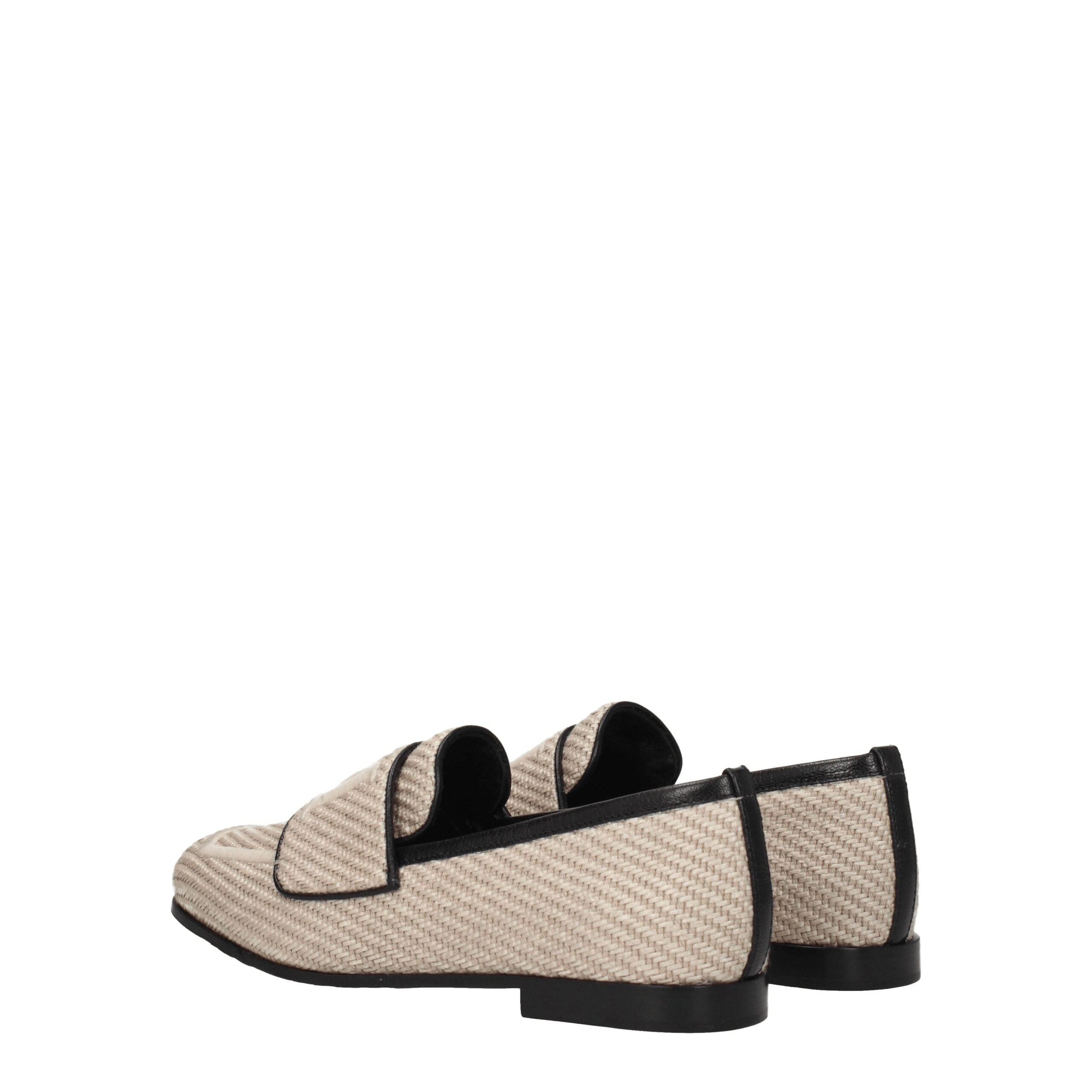 Beige Fabric Slip-On Loafers - ventzia