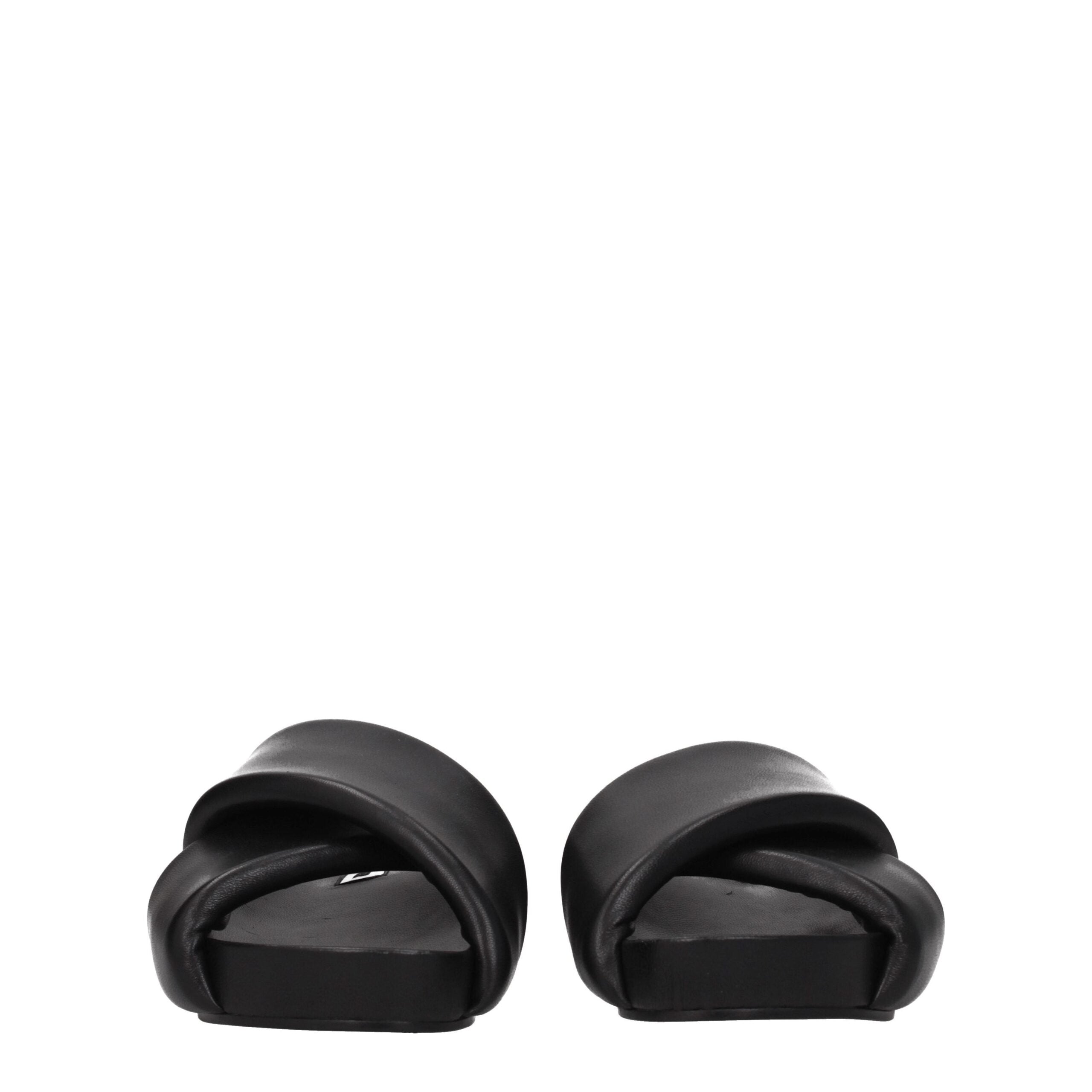 Black Leather Slippers - ventzia