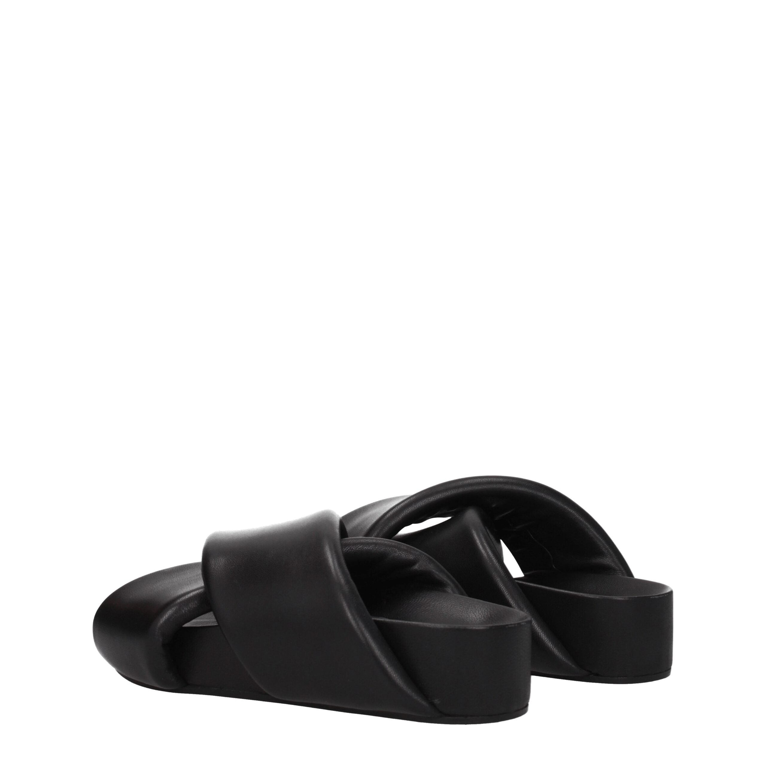 Black Leather Slippers - ventzia