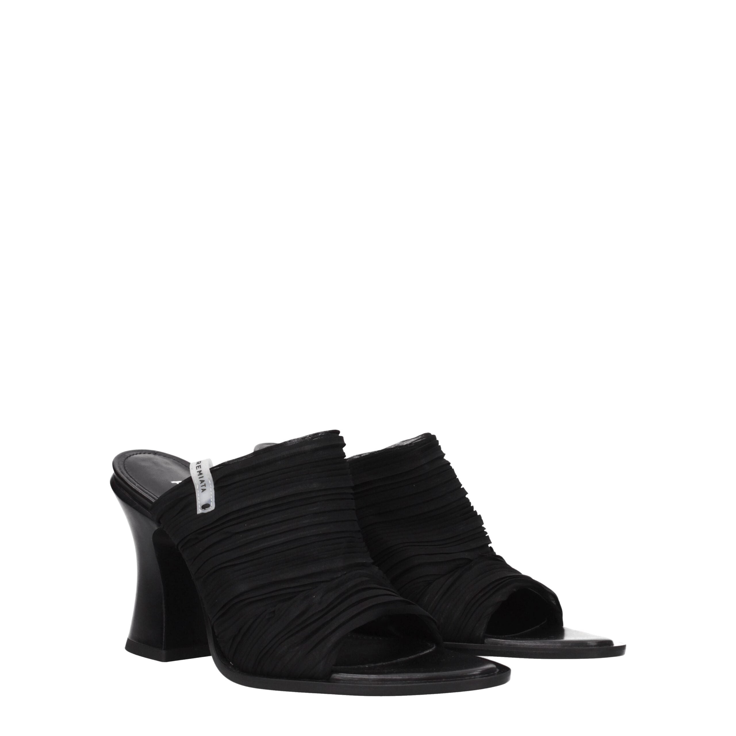 Black Fabric Platform Sandals