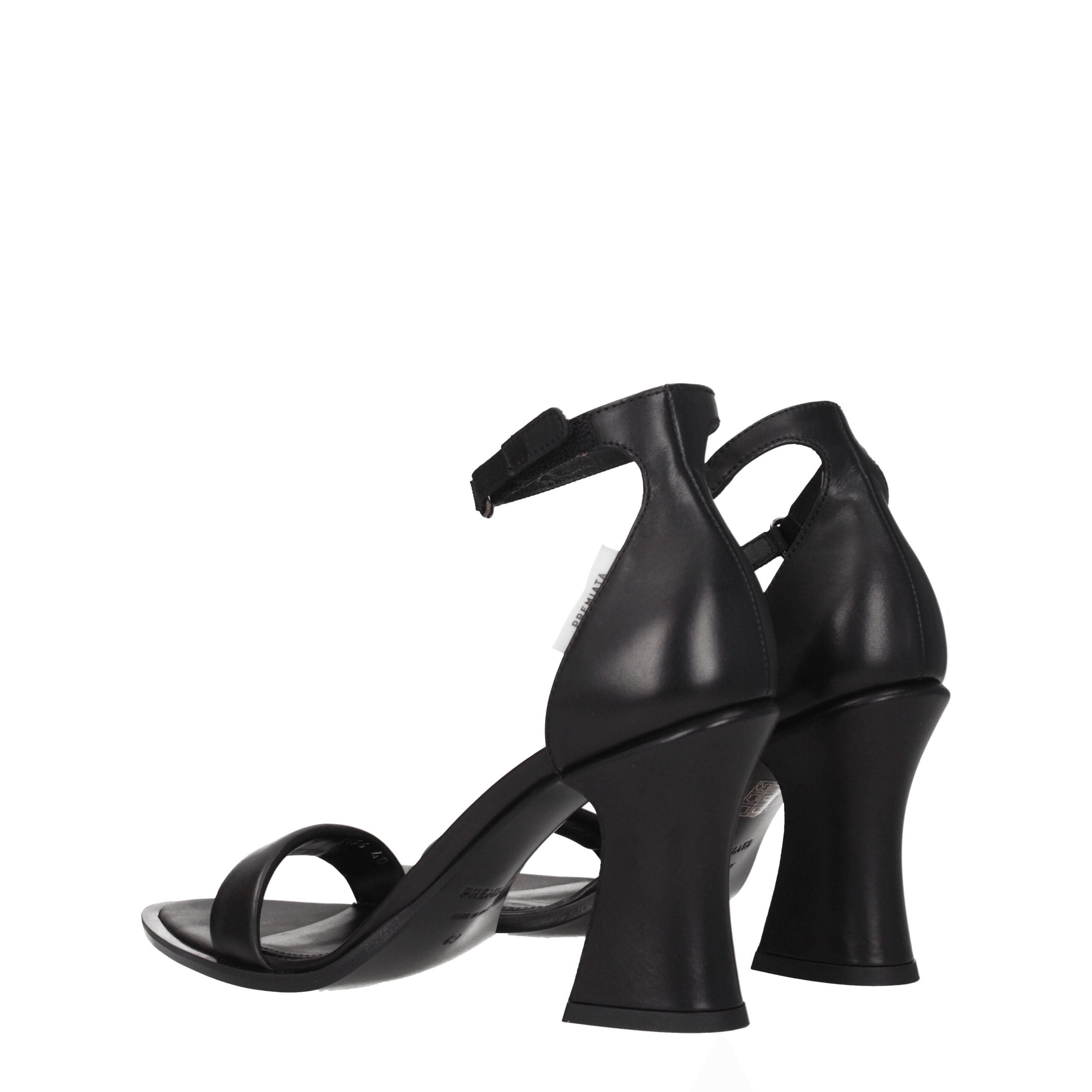 Black Leather Flat Sandals